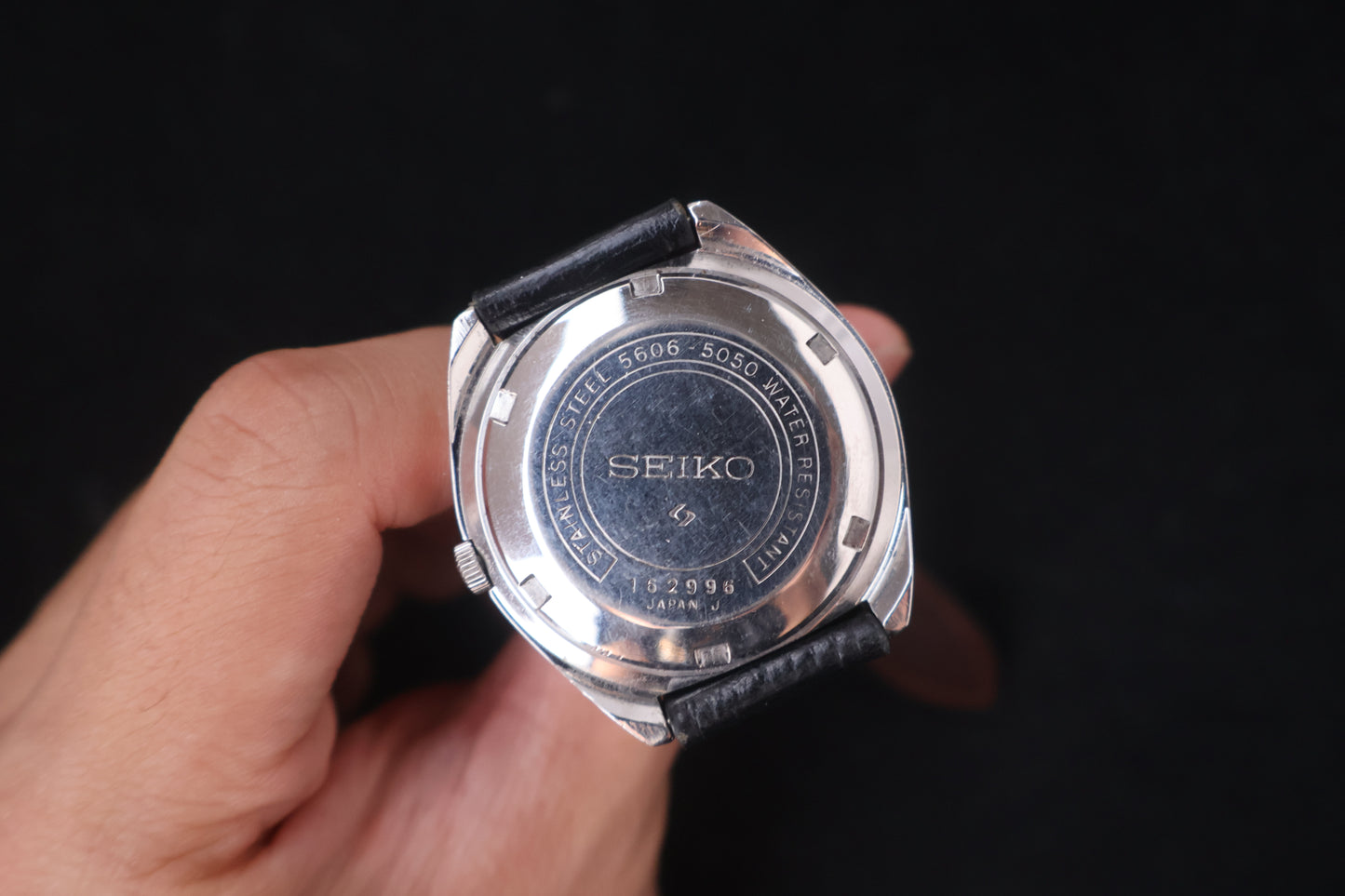 (SERVICED) Rare Vintage 1971 Seiko Lord Matic LM Black Dial 25 Jewels 5606-5050