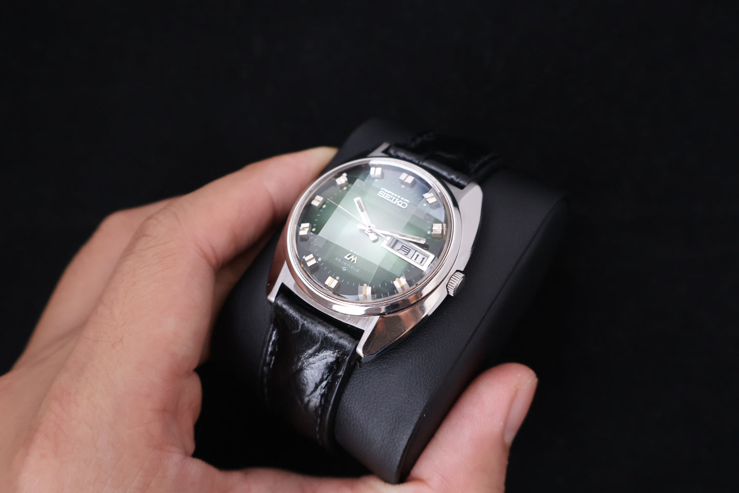 (SERVICED) Rare Vintage 1972 Seiko Lord Matic Emerald Faceted 25 Jewels 5606-7230