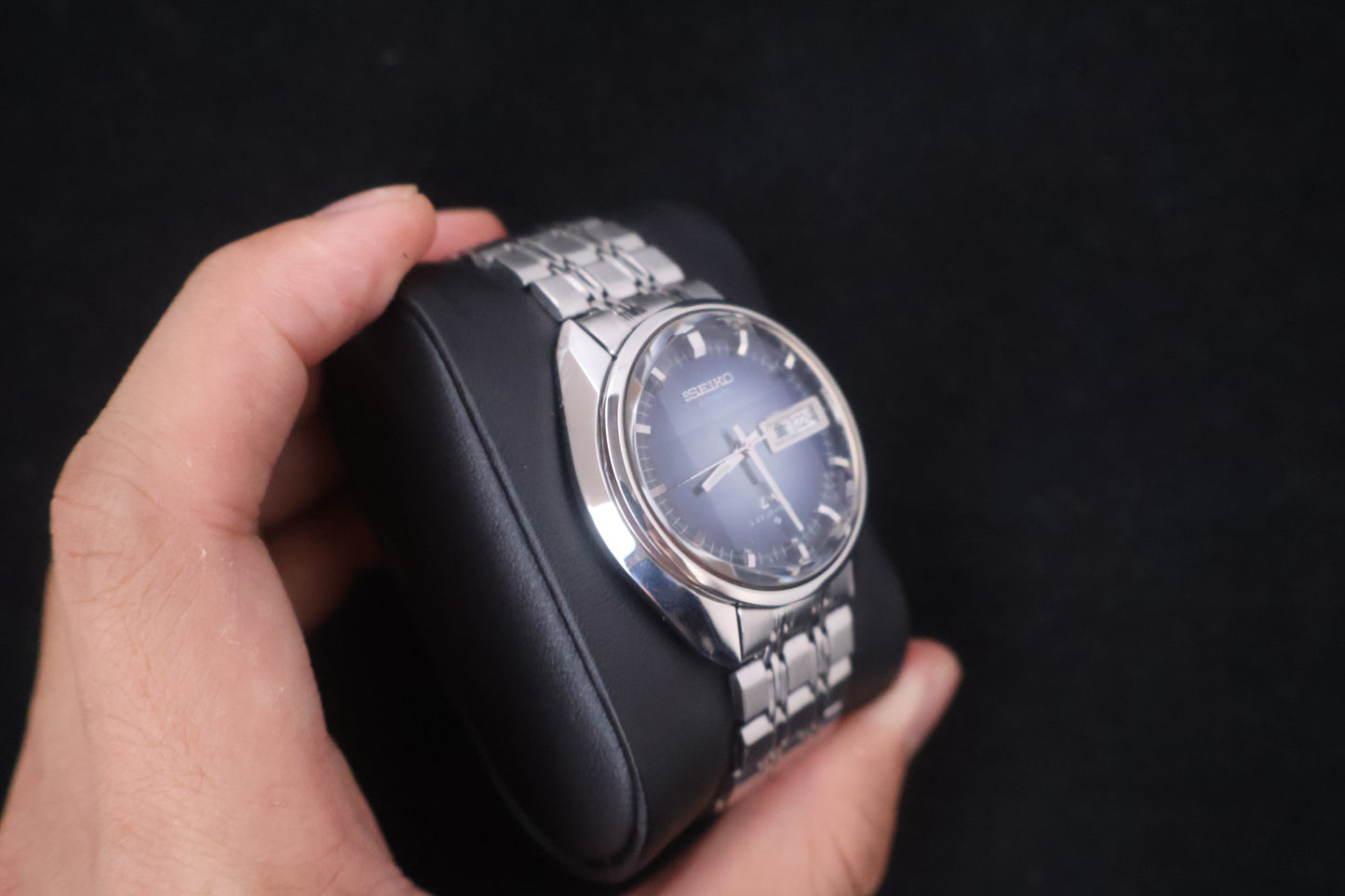 (SERVICED) Rare Vintage 1972 Seiko Lord Matic LM Blue Dial 23 Jewels 5606-7280