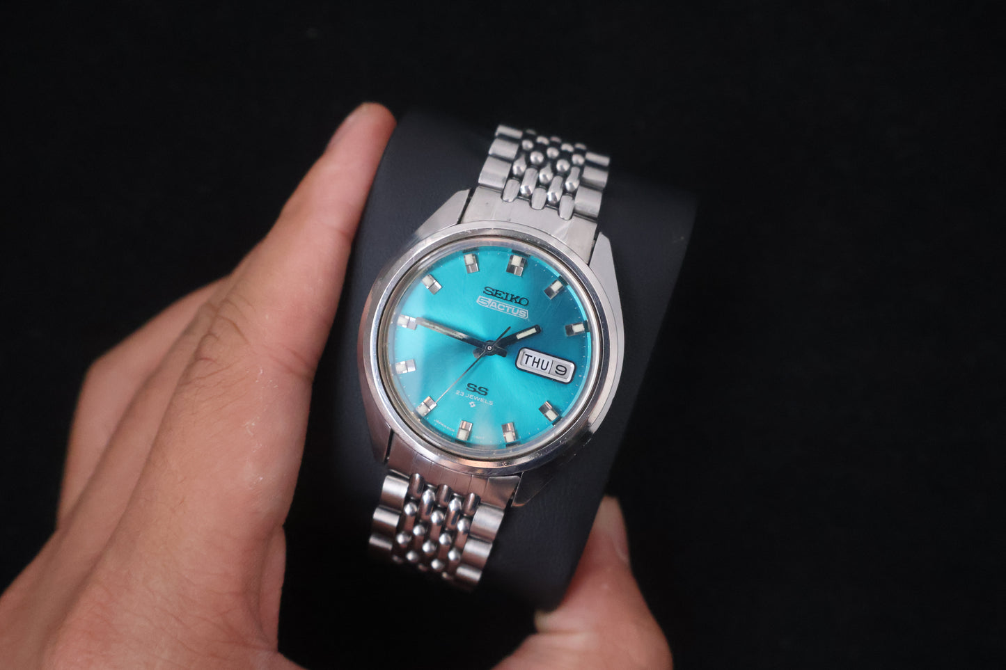 (SERVICED) Rare Vintage 1973 Seiko 5 Actus SS Teal Sunray 23 Jewels 6106-7480