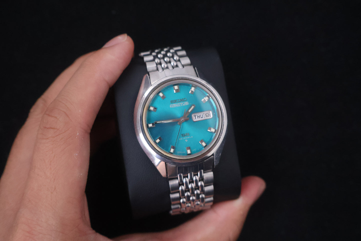 (SERVICED) Rare Vintage 1973 Seiko 5 Actus SS Teal Sunray 23 Jewels 6106-7480