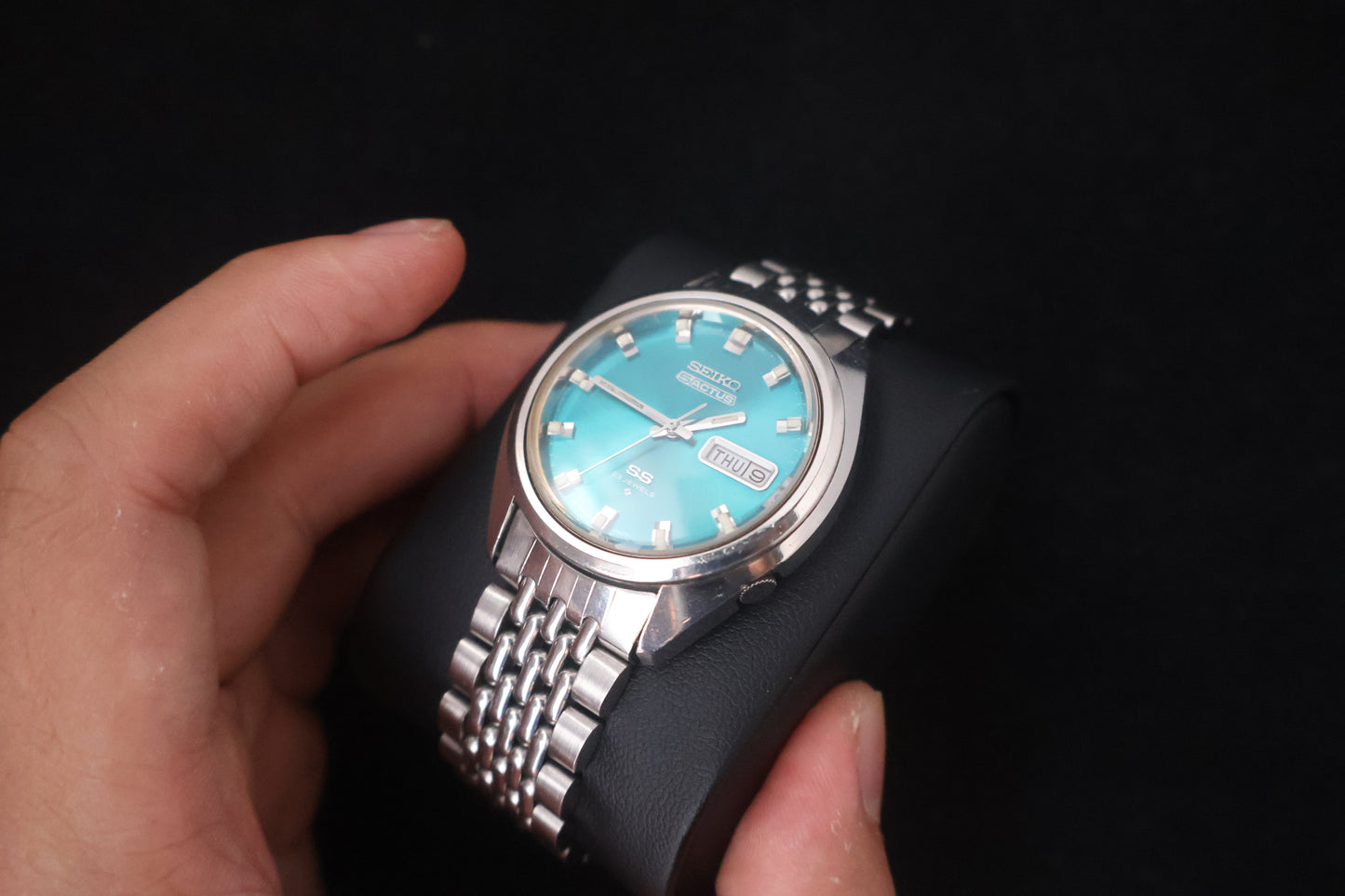 (SERVICED) Rare Vintage 1973 Seiko 5 Actus SS Teal Sunray 23 Jewels 6106-7480