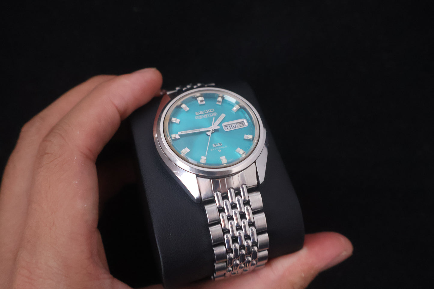 (SERVICED) Rare Vintage 1973 Seiko 5 Actus SS Teal Sunray 23 Jewels 6106-7480