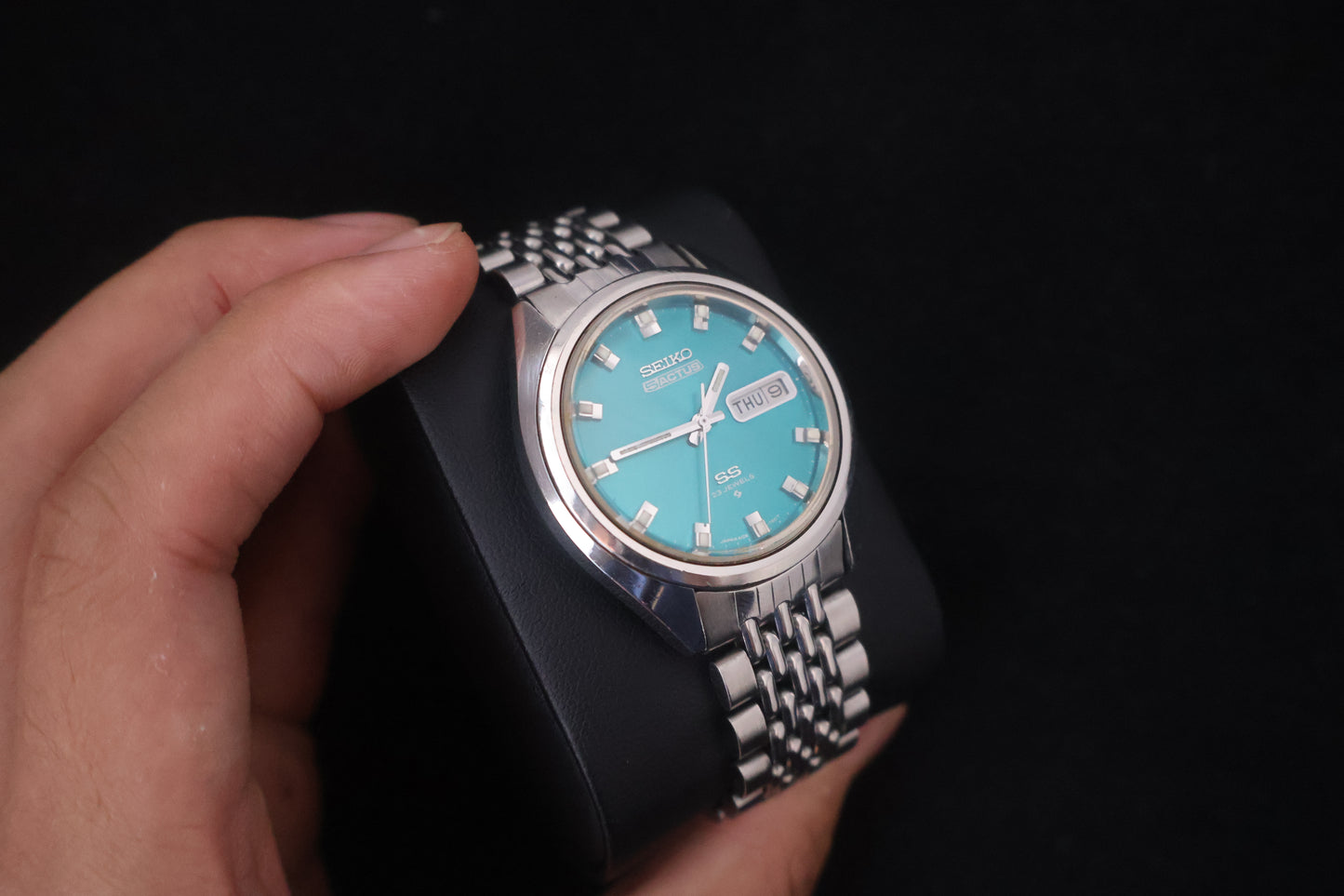 (SERVICED) Rare Vintage 1973 Seiko 5 Actus SS Teal Sunray 23 Jewels 6106-7480