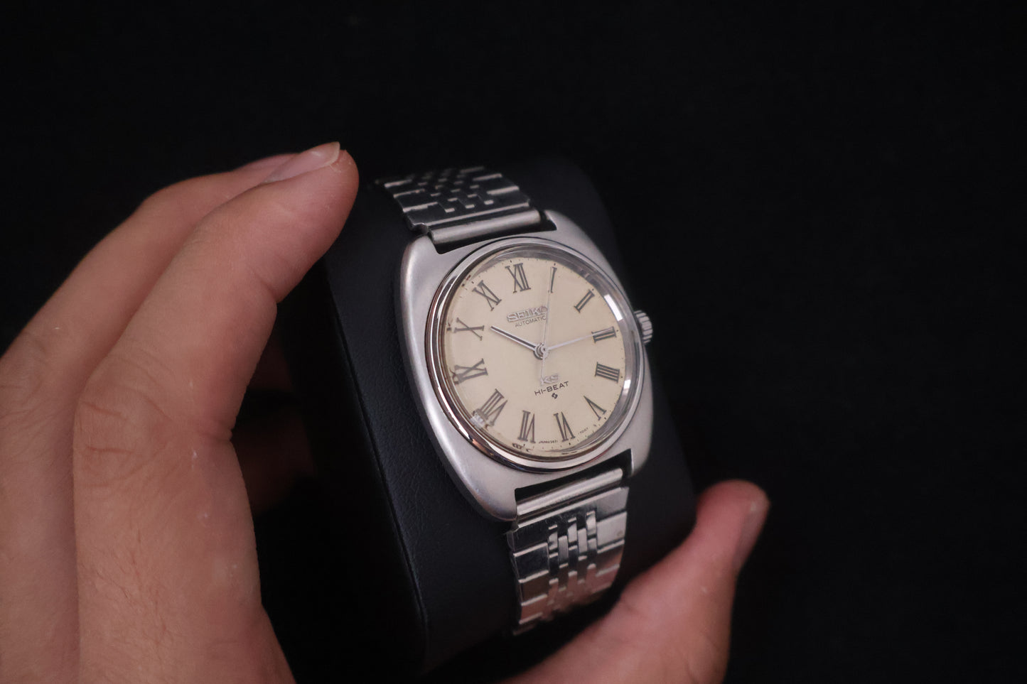 (SERVICED) Rare Vintage 1970 King Seiko KS Hi-Beat Roman Dial 25 Jewels Medallion 5621-7000