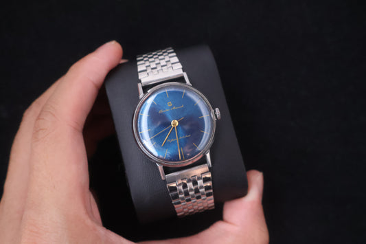 (SERVICED) Super Rare Vintage 1950s Seiko Marvel Blue Dial 19 Jewels - Seikosha