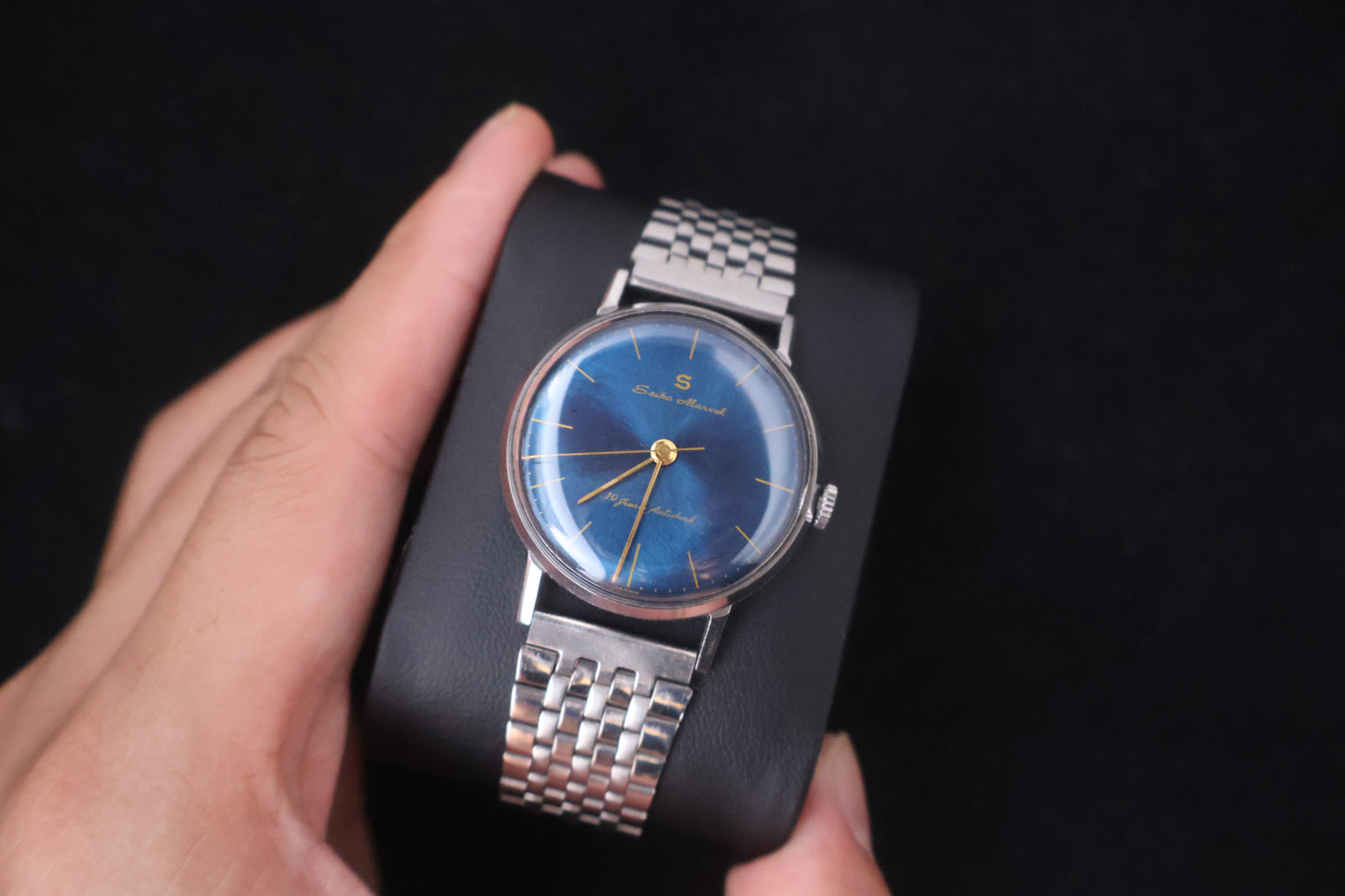 (SERVICED) Super Rare Vintage 1950s Seiko Marvel Blue Dial 19 Jewels - Seikosha