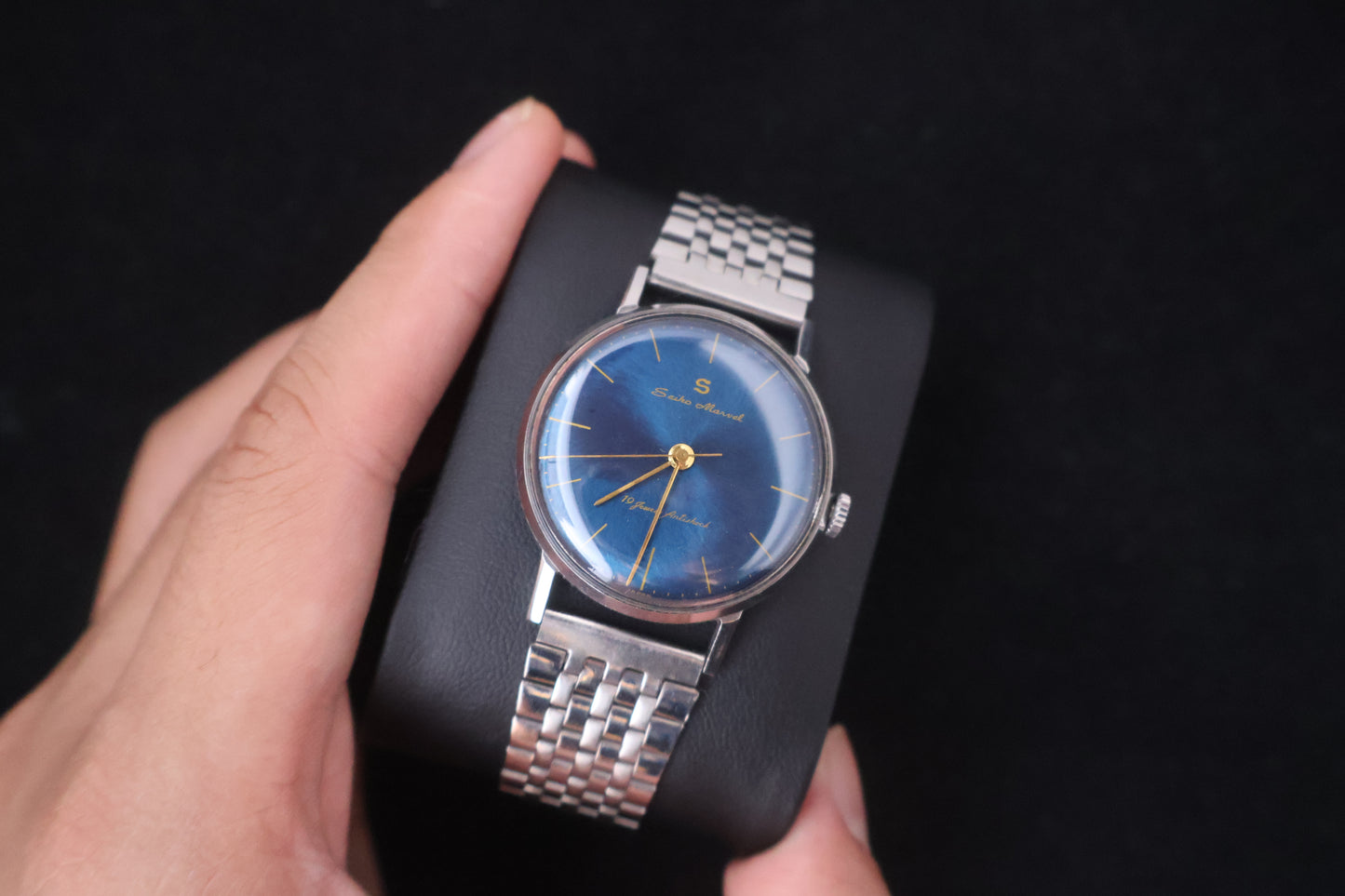 (SERVICED) Super Rare Vintage 1950s Seiko Marvel Blue Dial 19 Jewels - Seikosha