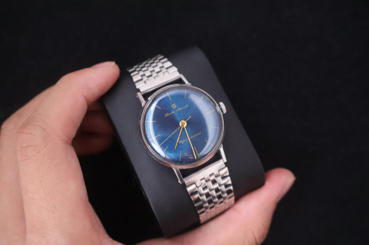 (SERVICED) Super Rare Vintage 1950s Seiko Marvel Blue Dial 19 Jewels - Seikosha