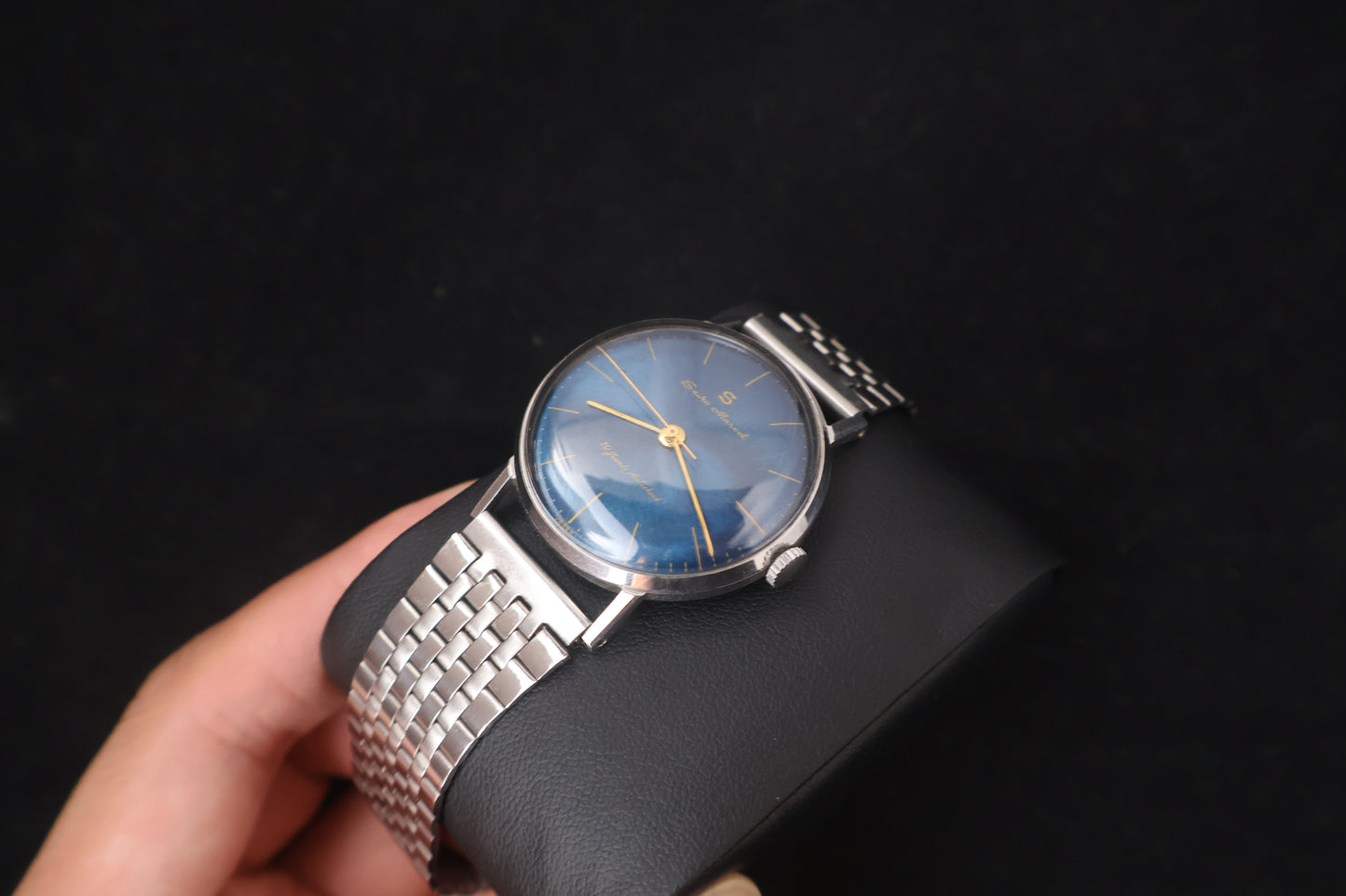 (SERVICED) Super Rare Vintage 1950s Seiko Marvel Blue Dial 19 Jewels - Seikosha