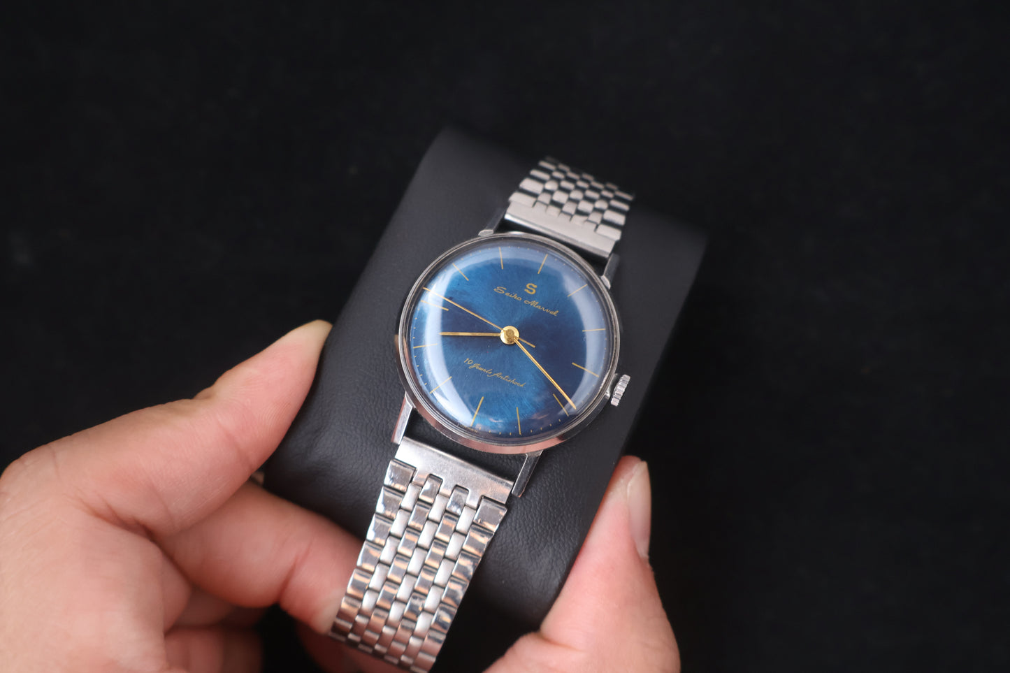 (SERVICED) Super Rare Vintage 1950s Seiko Marvel Blue Dial 19 Jewels - Seikosha
