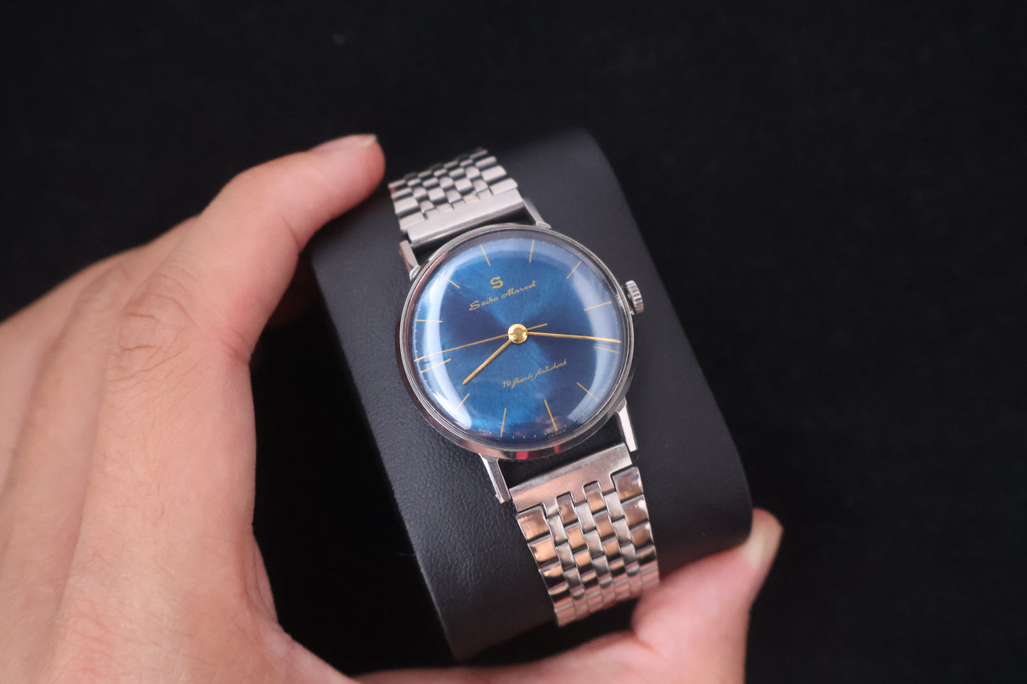 (SERVICED) Super Rare Vintage 1950s Seiko Marvel Blue Dial 19 Jewels - Seikosha