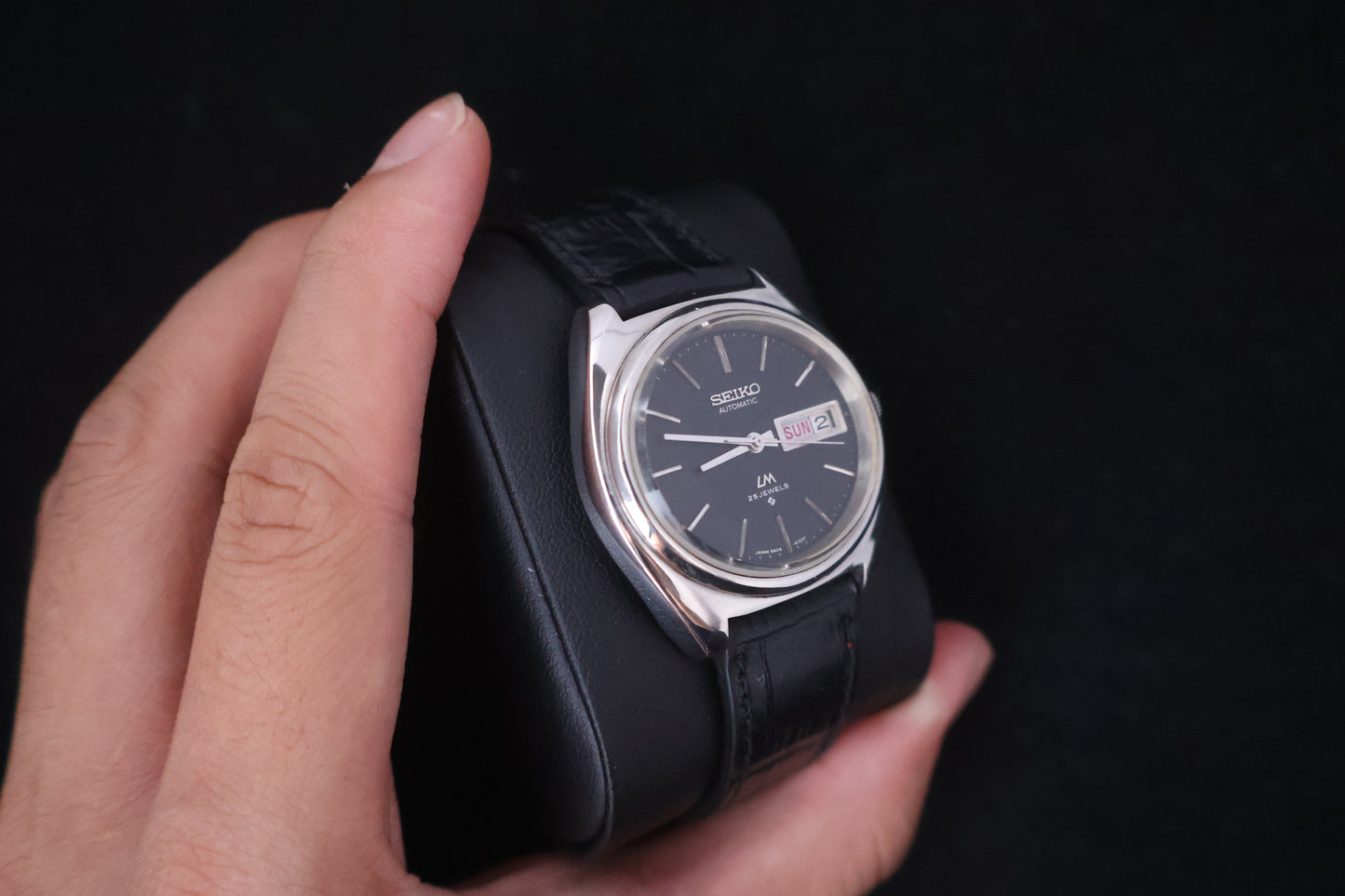 (SERVICED) Rare Vintage 1971 Seiko Lord Matic LM Black Dial 25 Jewels 5606-5050