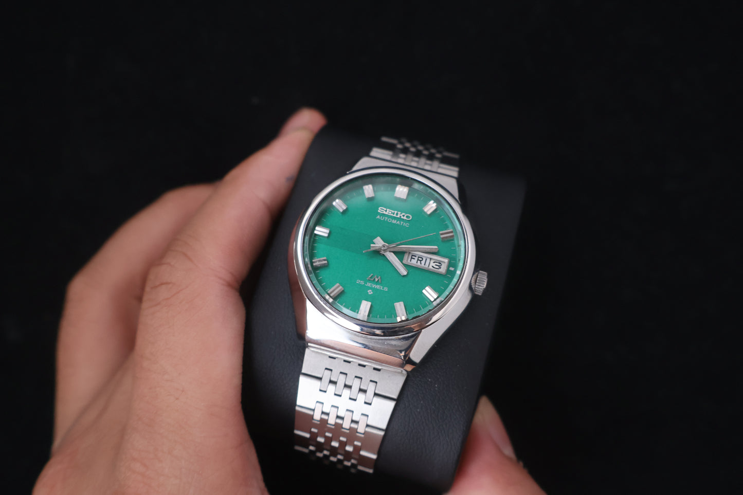 (SERVICED) Rare Vintage 1975 Seiko Lord Matic Green Dial 25 Jewels 5606-8100