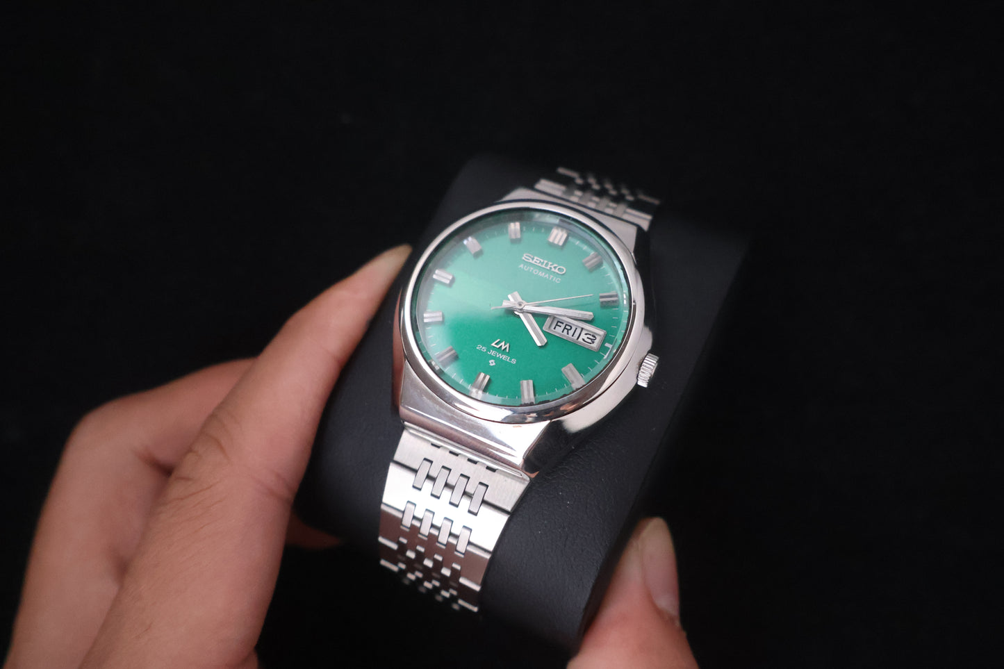 (SERVICED) Rare Vintage 1975 Seiko Lord Matic Green Dial 25 Jewels 5606-8100