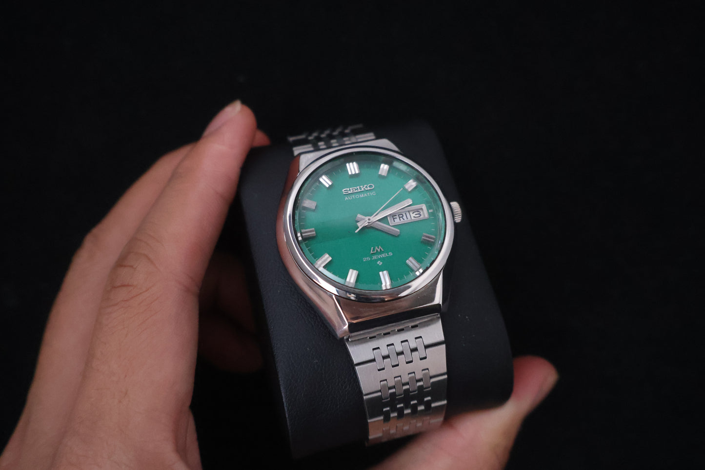 (SERVICED) Rare Vintage 1975 Seiko Lord Matic Green Dial 25 Jewels 5606-8100
