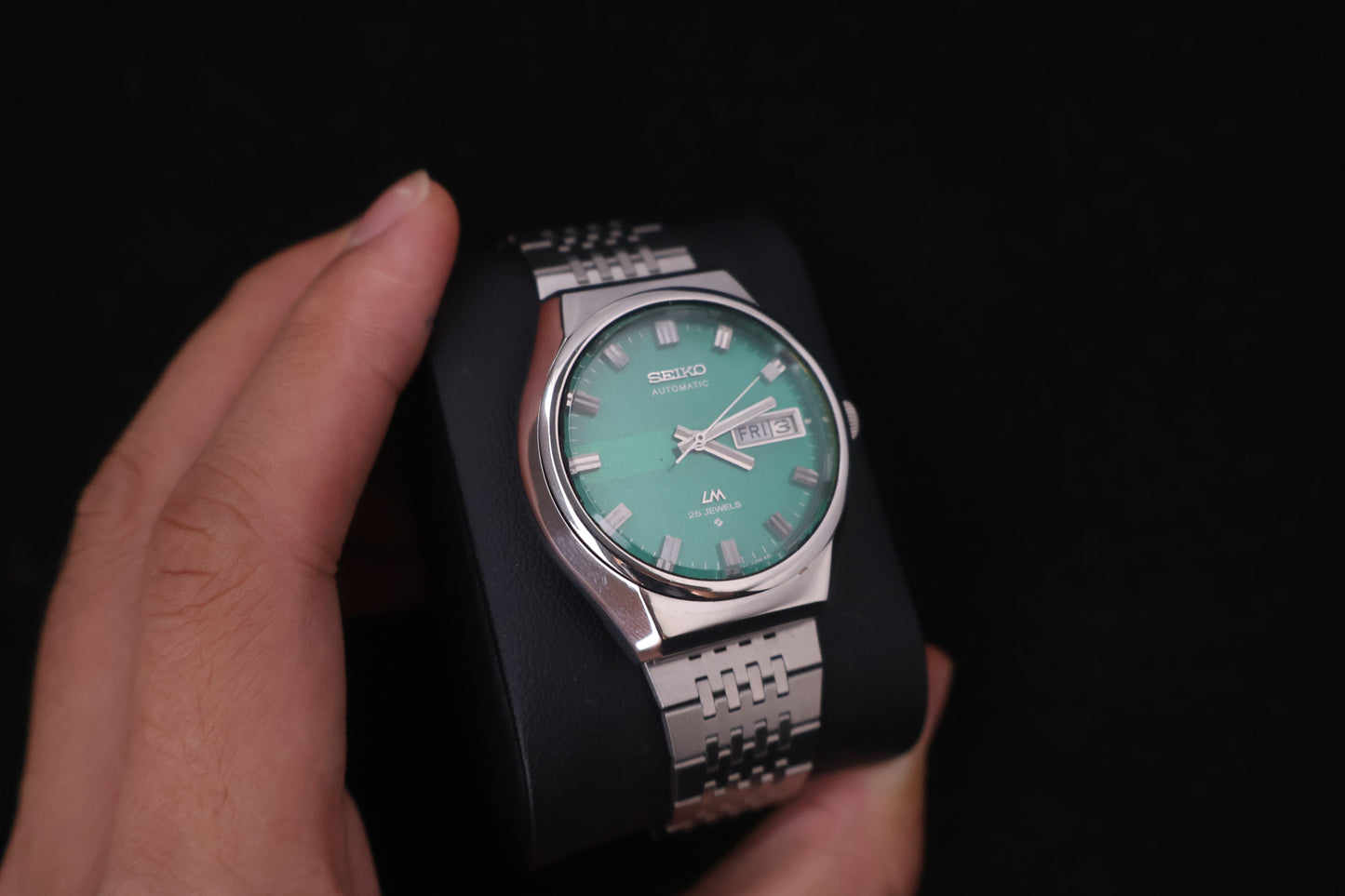 (SERVICED) Rare Vintage 1975 Seiko Lord Matic Green Dial 25 Jewels 5606-8100