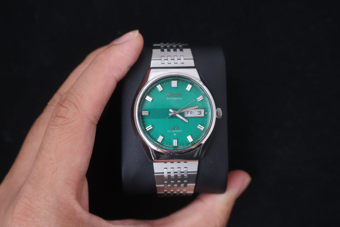 (SERVICED) Rare Vintage 1975 Seiko Lord Matic Green Dial 25 Jewels 5606-8100