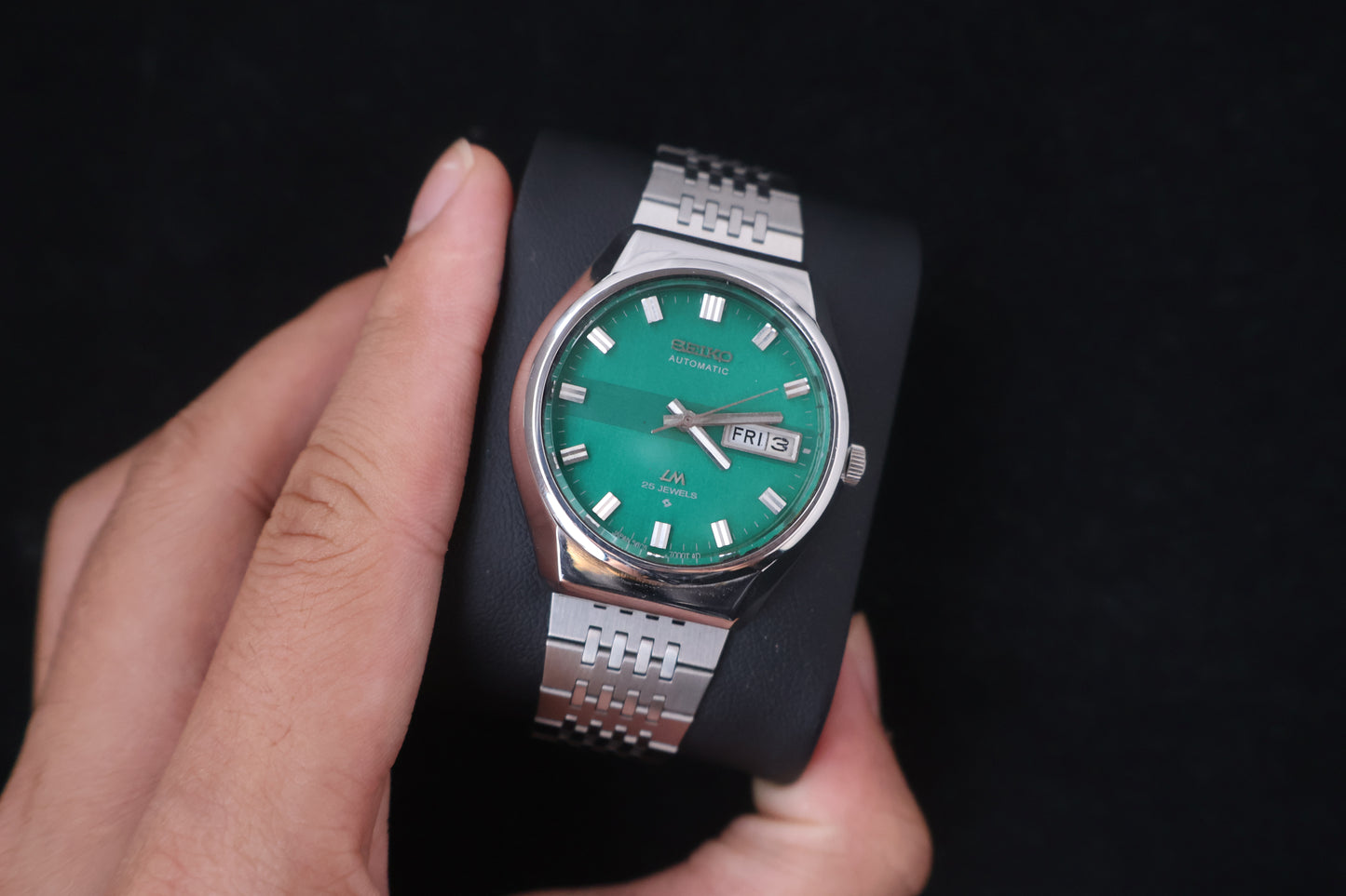 (SERVICED) Rare Vintage 1975 Seiko Lord Matic Green Dial 25 Jewels 5606-8100