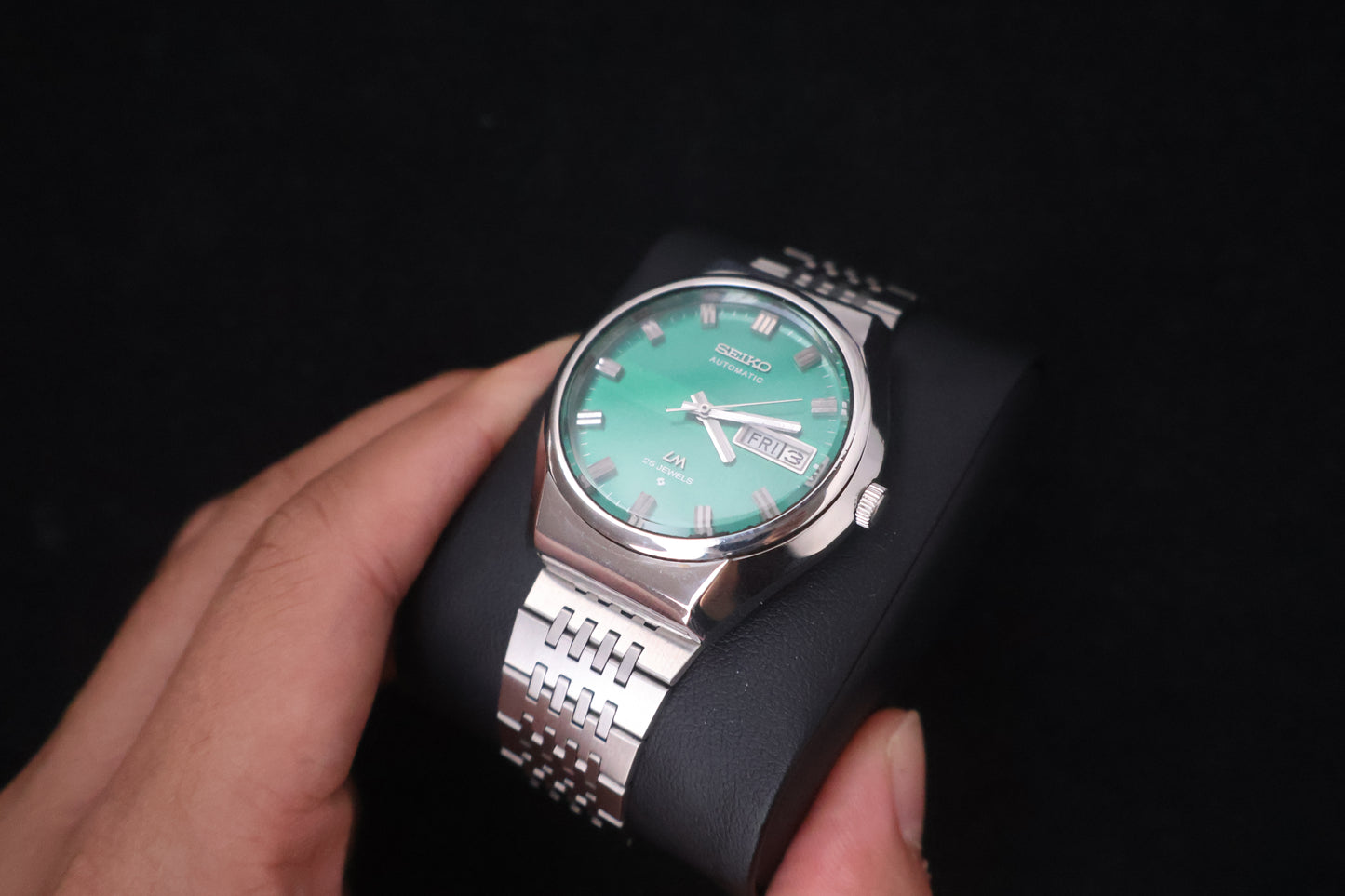 (SERVICED) Rare Vintage 1975 Seiko Lord Matic Green Dial 25 Jewels 5606-8100