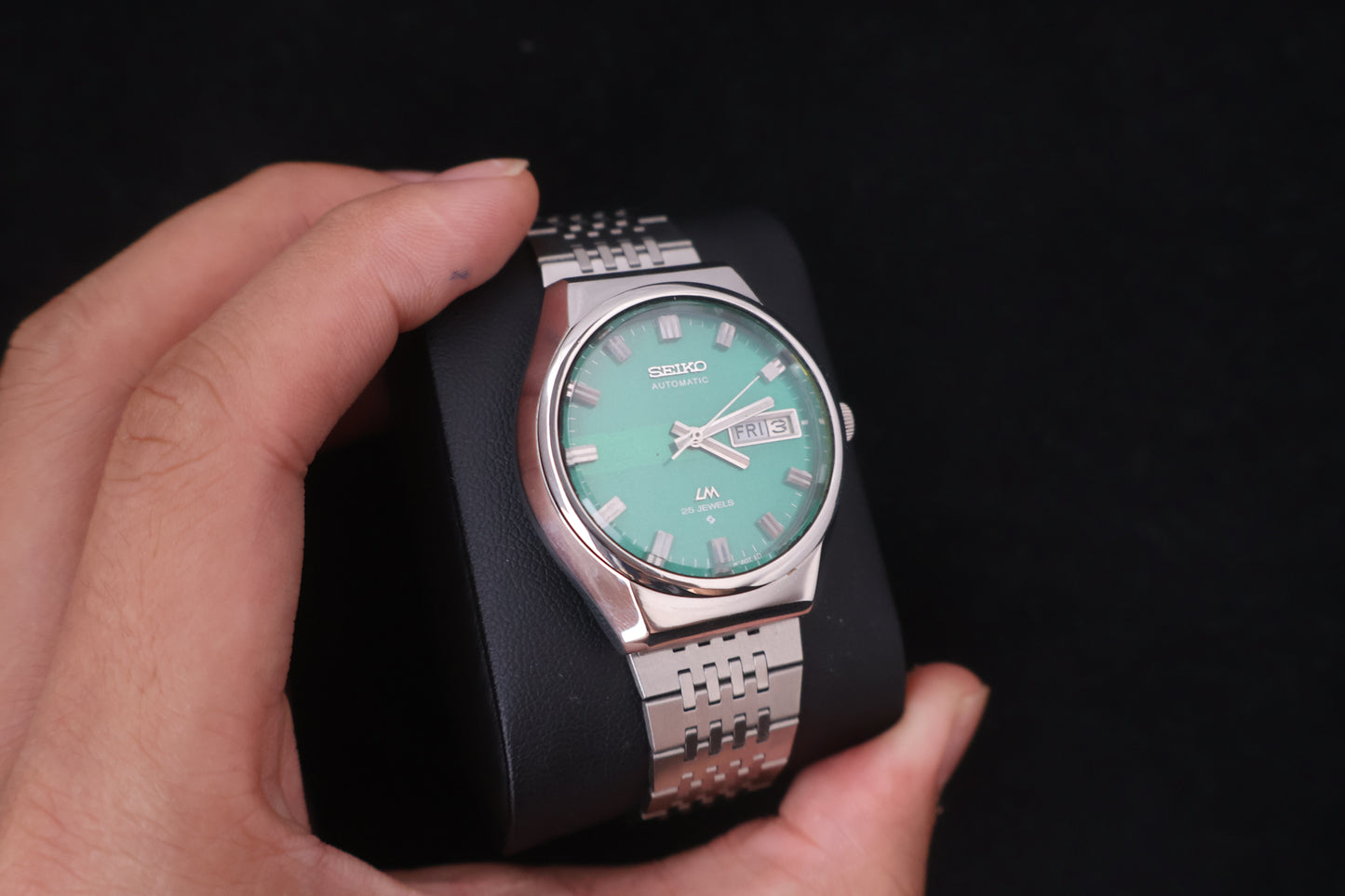 (SERVICED) Rare Vintage 1975 Seiko Lord Matic Green Dial 25 Jewels 5606-8100