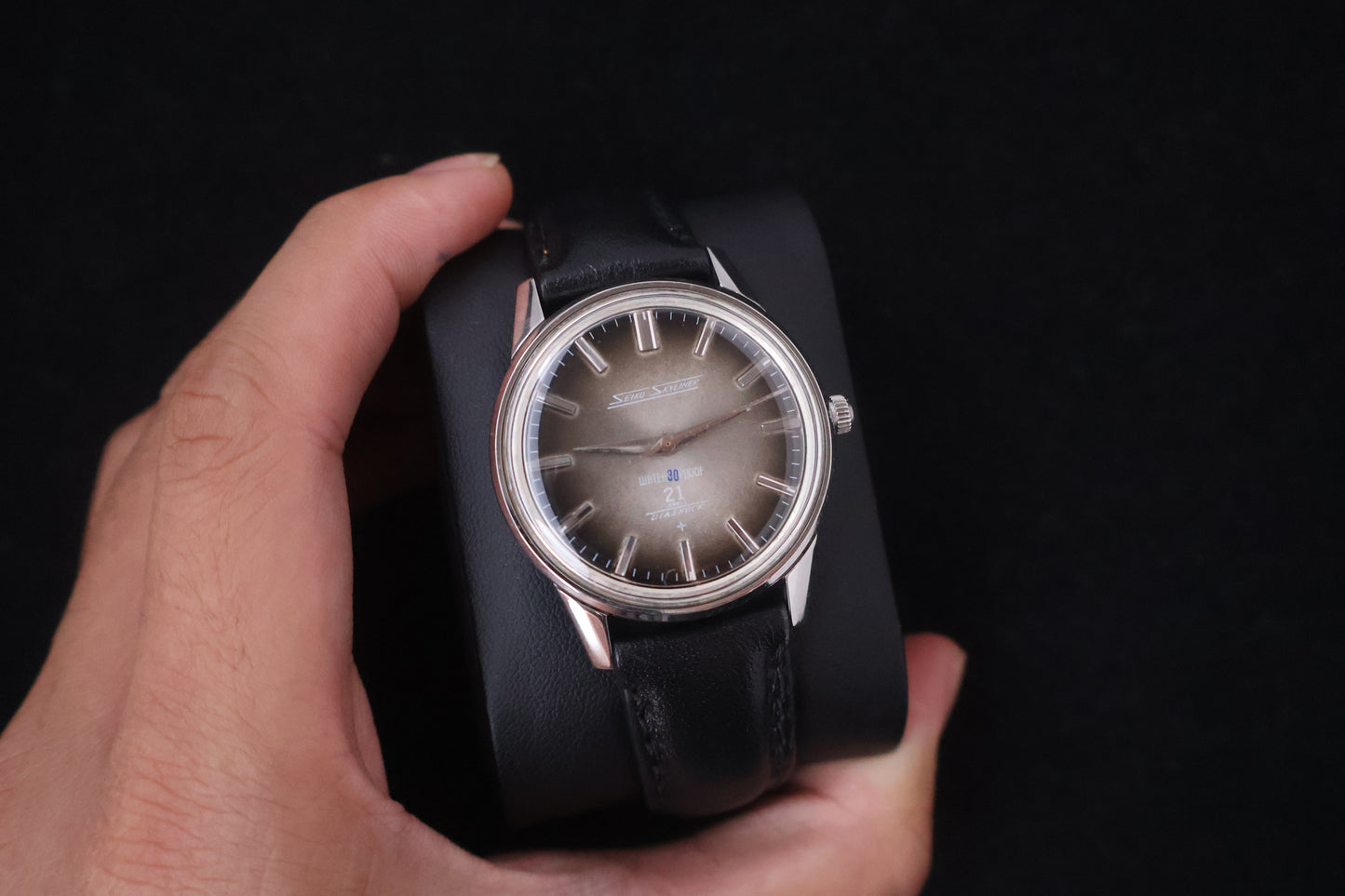 (SERVICED) Rare Vintage 1960s Seiko Skyliner Grey Fumé Dial 21 Jewels