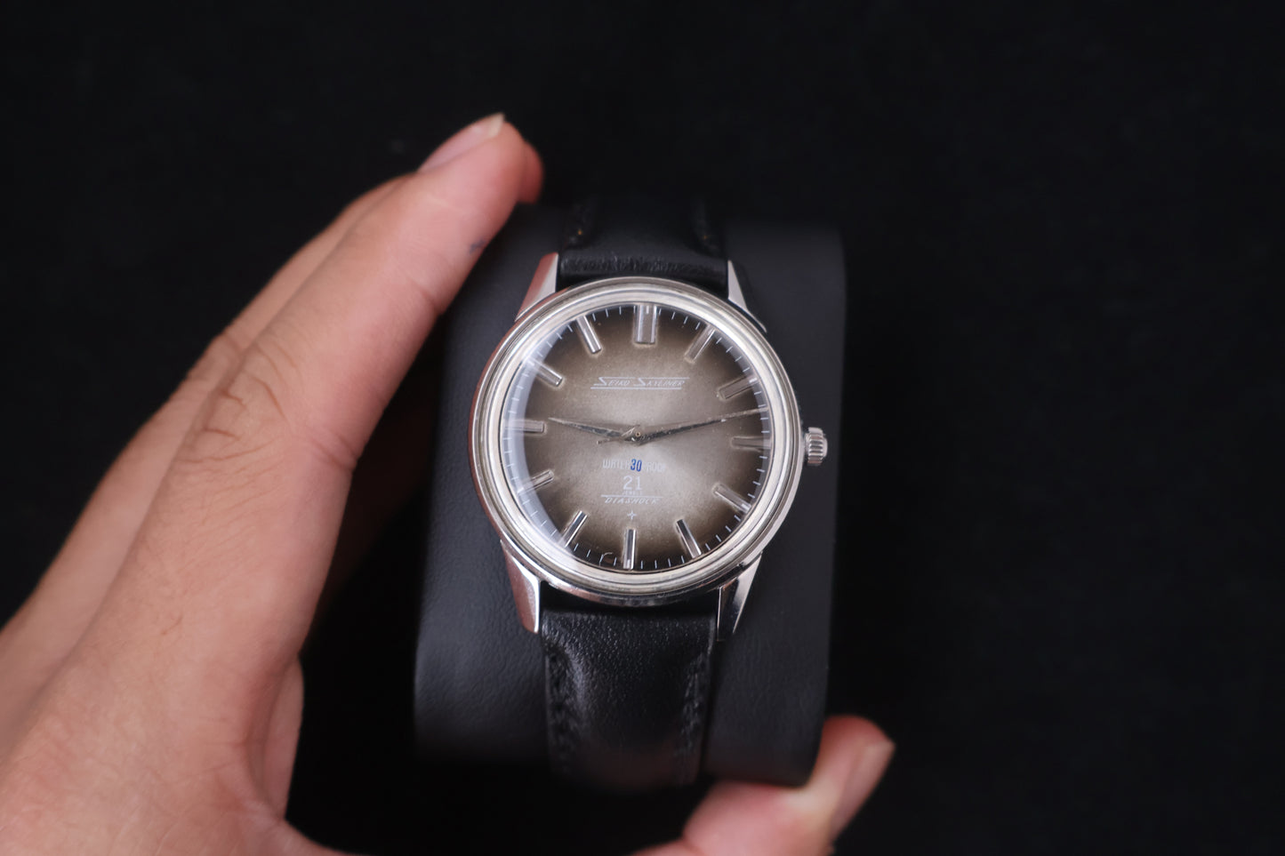 (SERVICED) Rare Vintage 1960s Seiko Skyliner Grey Fumé Dial 21 Jewels