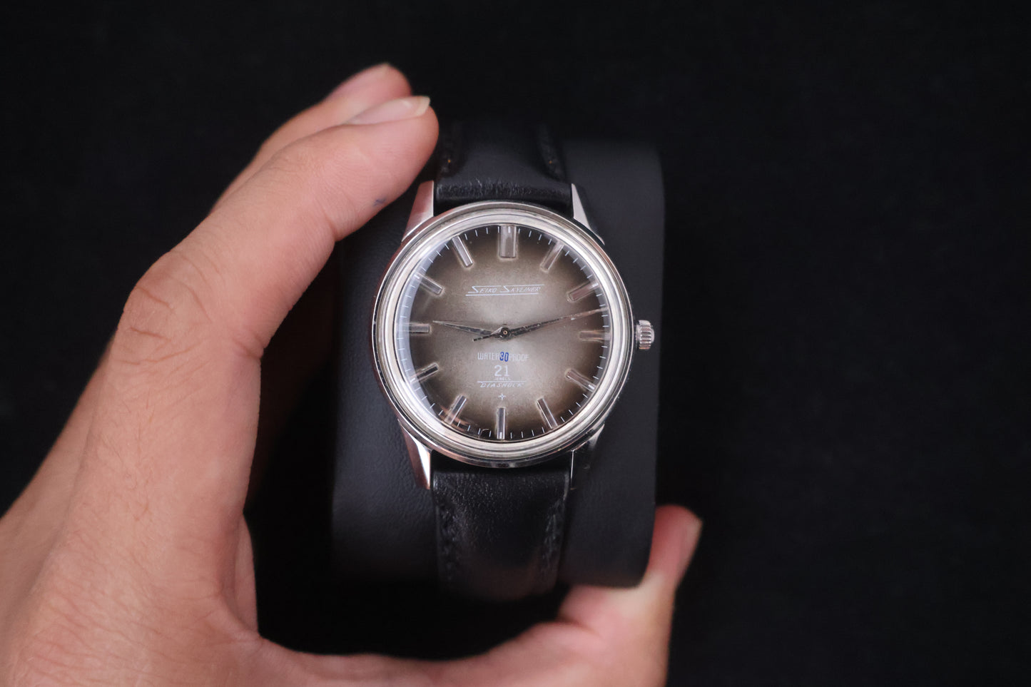(SERVICED) Rare Vintage 1960s Seiko Skyliner Grey Fumé Dial 21 Jewels