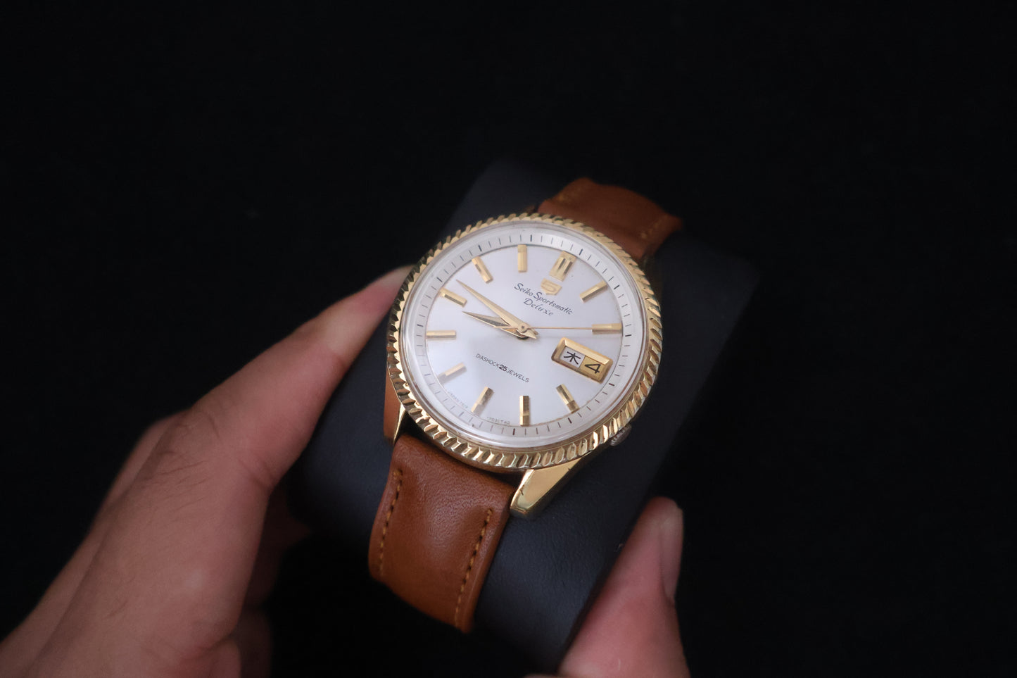 (SERVICED) Rare Vintage 1966 Seiko Sportsmatic Deluxe SGP 25 Jewels Fluted Bezel 7619-7040