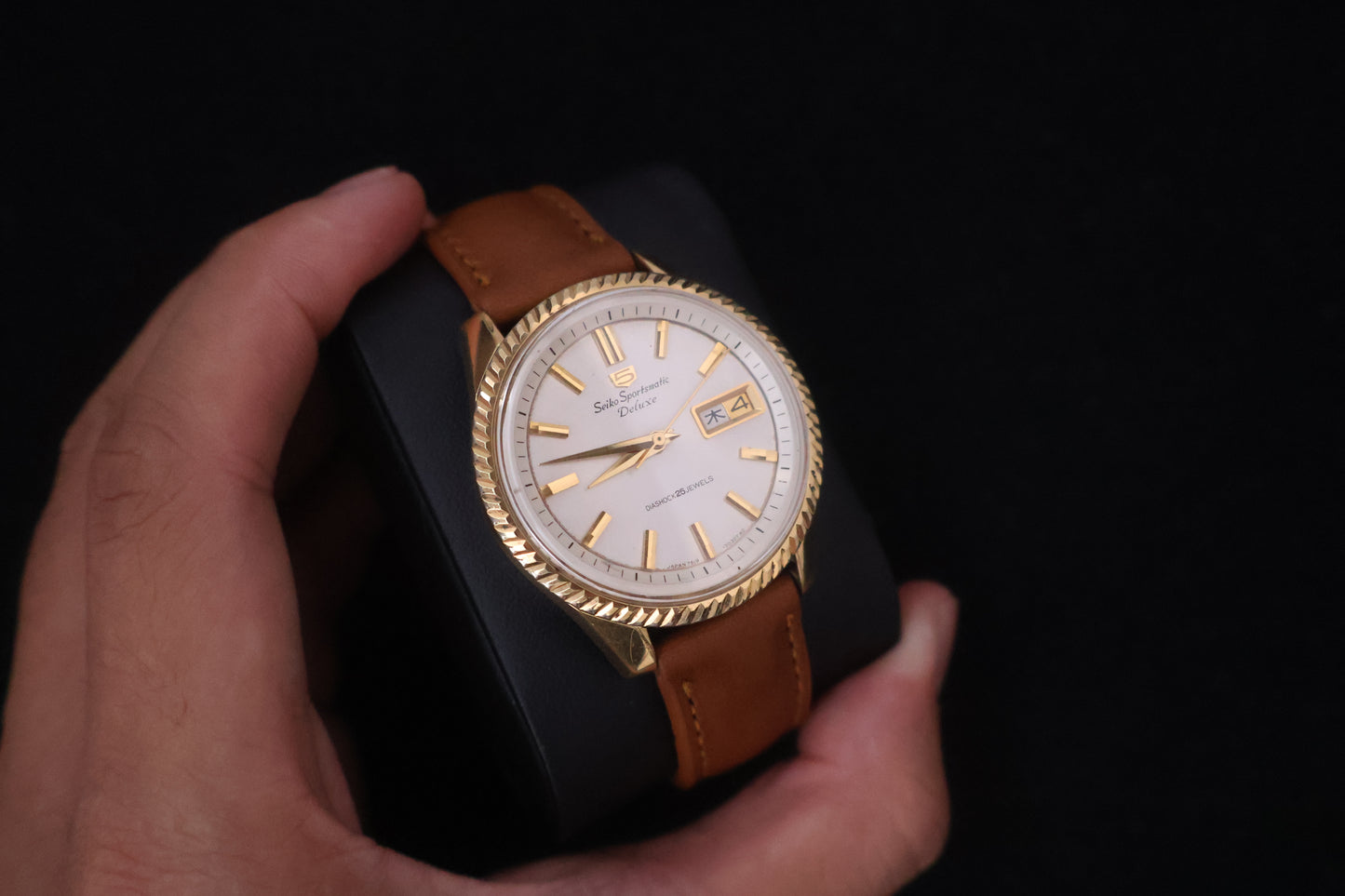(SERVICED) Rare Vintage 1966 Seiko Sportsmatic Deluxe SGP 25 Jewels Fluted Bezel 7619-7040