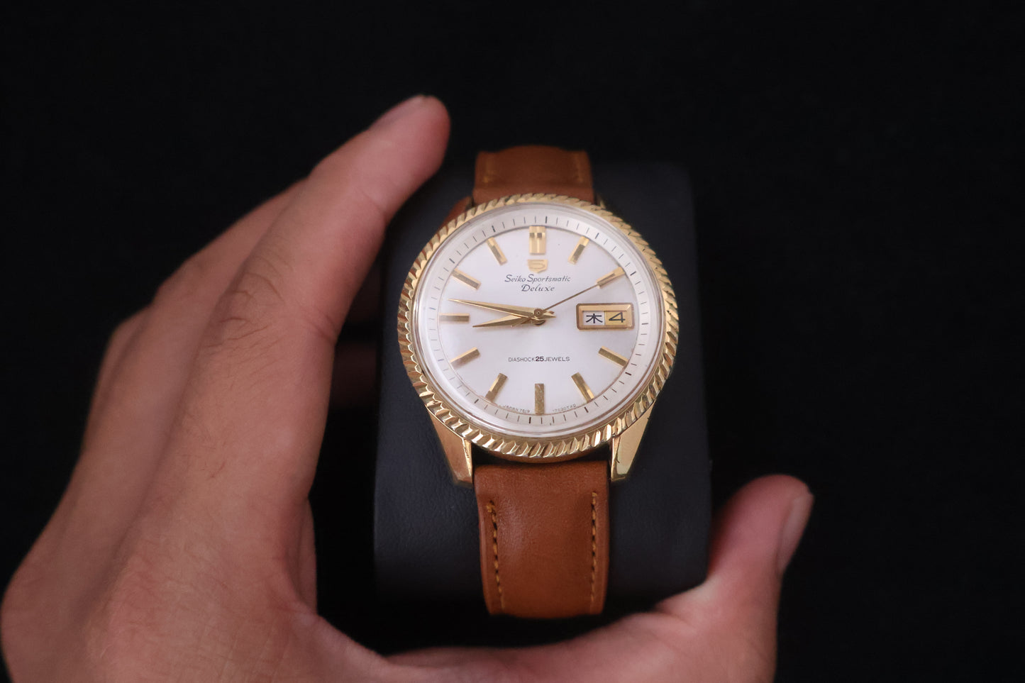 (SERVICED) Rare Vintage 1966 Seiko Sportsmatic Deluxe SGP 25 Jewels Fluted Bezel 7619-7040