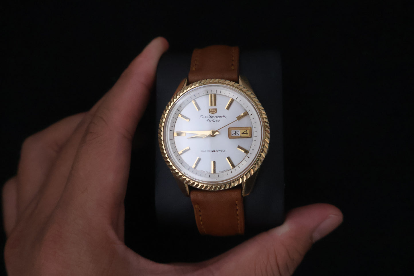 (SERVICED) Rare Vintage 1966 Seiko Sportsmatic Deluxe SGP 25 Jewels Fluted Bezel 7619-7040