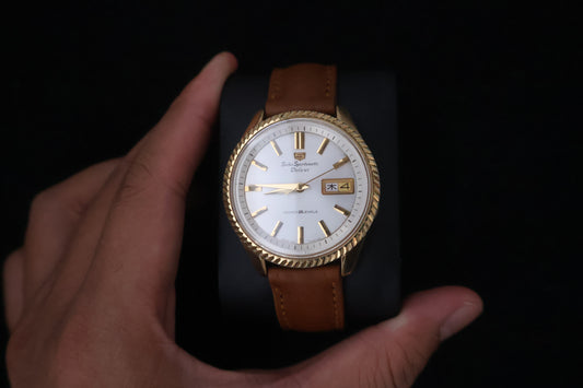 (SERVICED) Rare Vintage 1966 Seiko Sportsmatic Deluxe SGP 25 Jewels Fluted Bezel 7619-7040