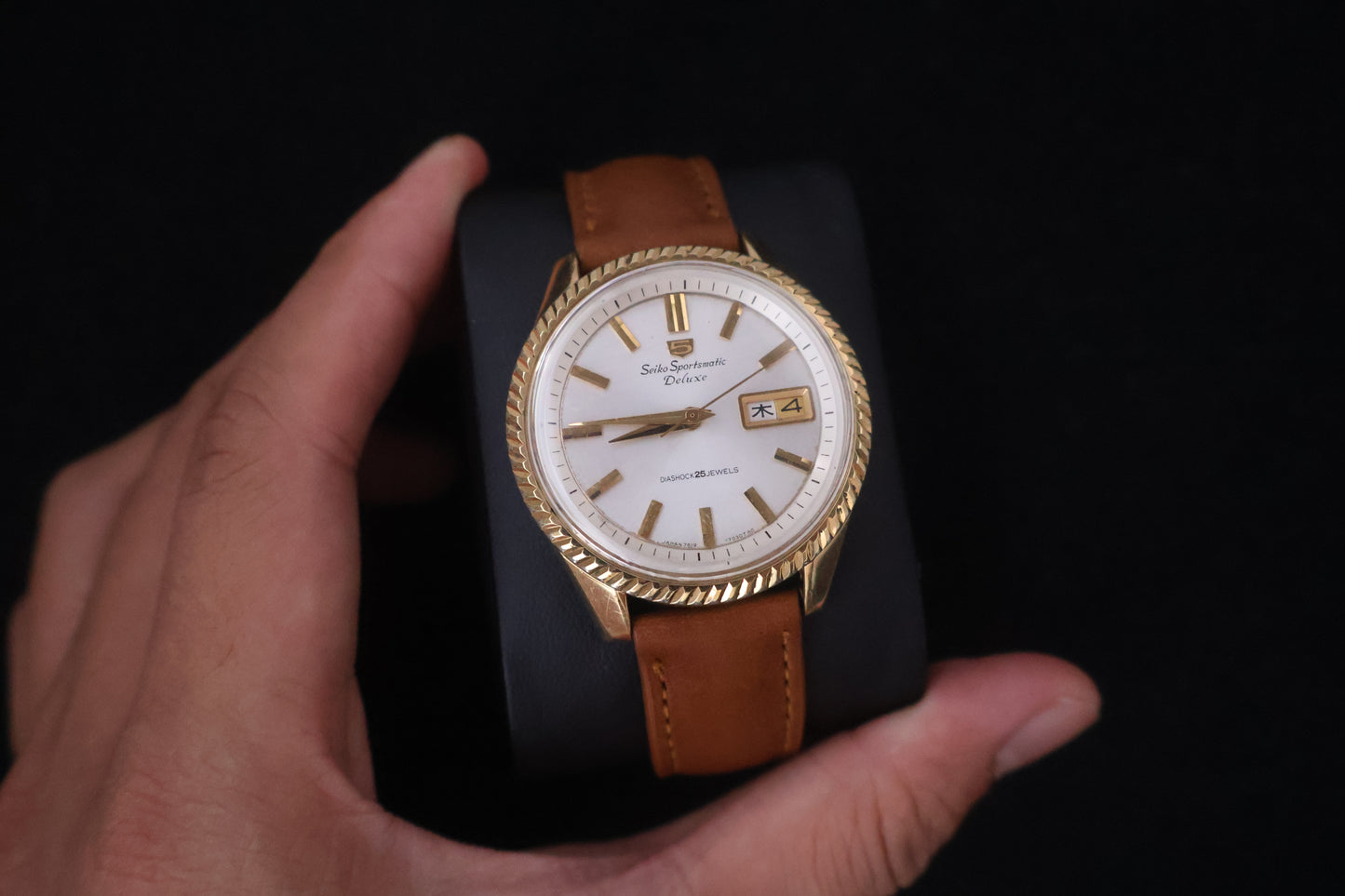 (SERVICED) Rare Vintage 1966 Seiko Sportsmatic Deluxe SGP 25 Jewels Fluted Bezel 7619-7040