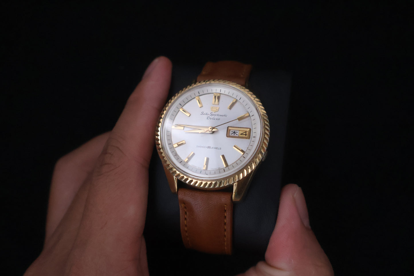 (SERVICED) Rare Vintage 1966 Seiko Sportsmatic Deluxe SGP 25 Jewels Fluted Bezel 7619-7040