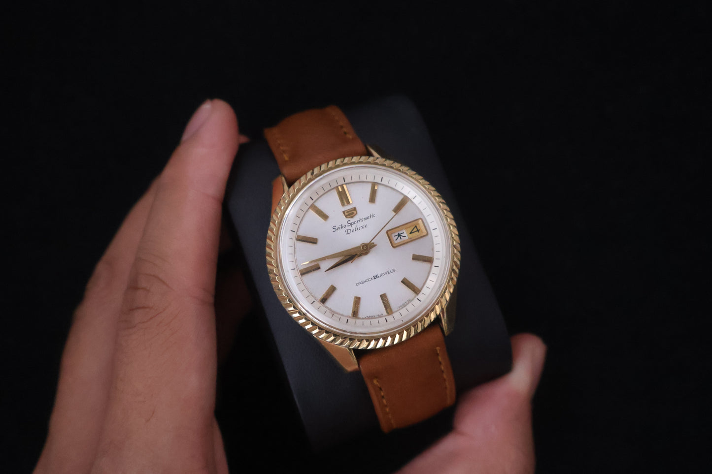 (SERVICED) Rare Vintage 1966 Seiko Sportsmatic Deluxe SGP 25 Jewels Fluted Bezel 7619-7040