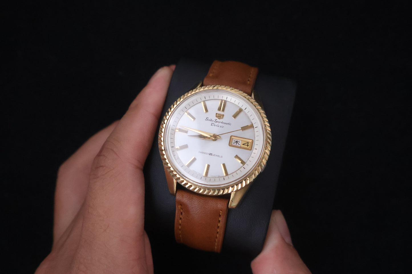 (SERVICED) Rare Vintage 1966 Seiko Sportsmatic Deluxe SGP 25 Jewels Fluted Bezel 7619-7040