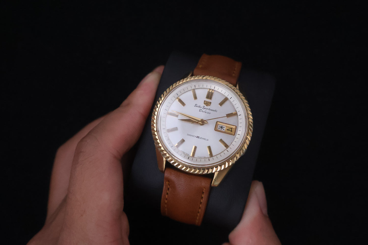 (SERVICED) Rare Vintage 1966 Seiko Sportsmatic Deluxe SGP 25 Jewels Fluted Bezel 7619-7040