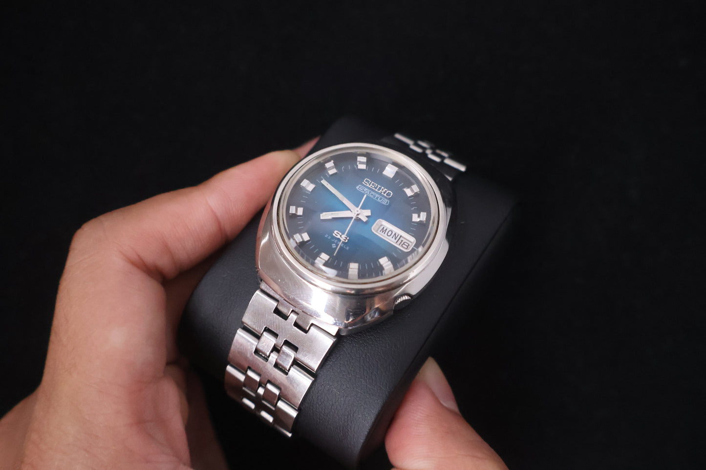 (SERVICED) Rare Vintage 1973 Seiko 5 Actus SS Blue Dial 23 Jewels 6106-7590