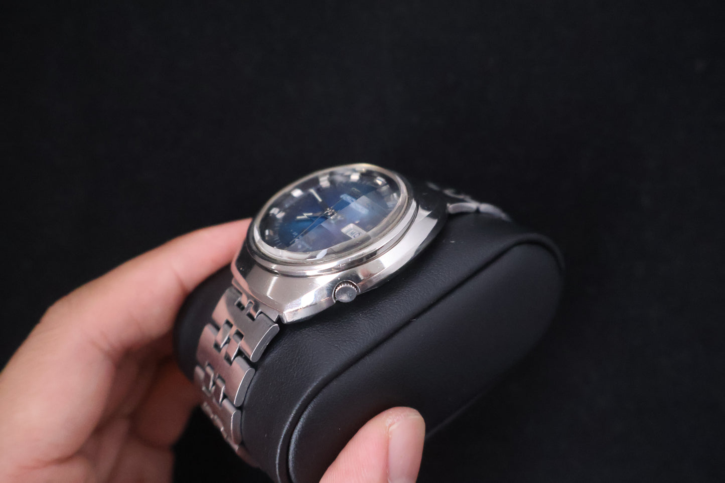 (SERVICED) Rare Vintage 1973 Seiko 5 Actus SS Blue Dial 23 Jewels 6106-7590