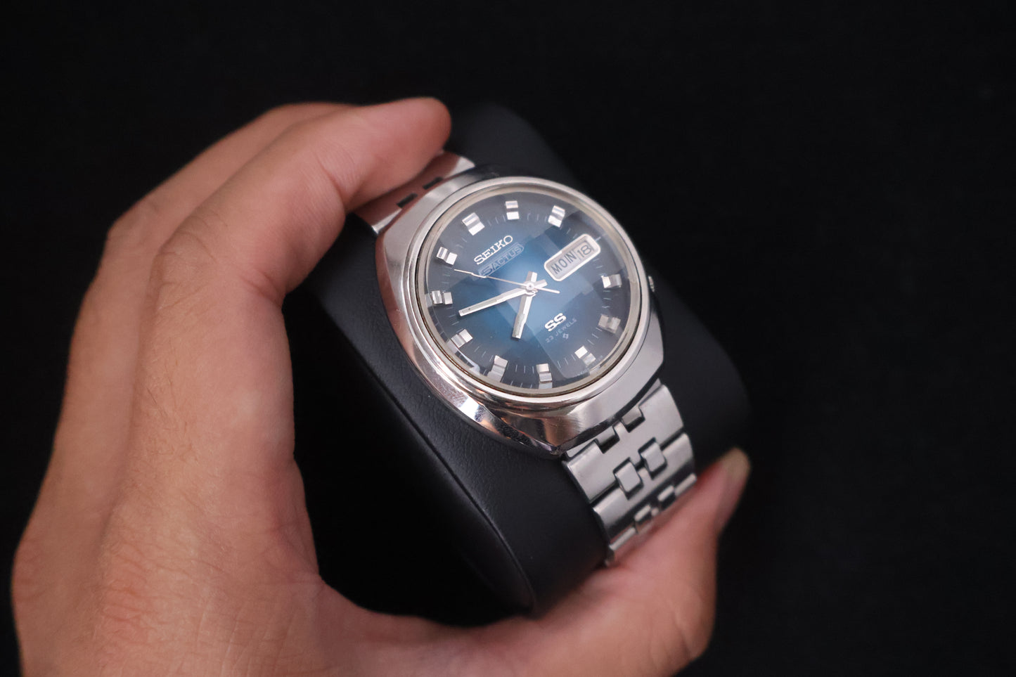 (SERVICED) Rare Vintage 1973 Seiko 5 Actus SS Blue Dial 23 Jewels 6106-7590