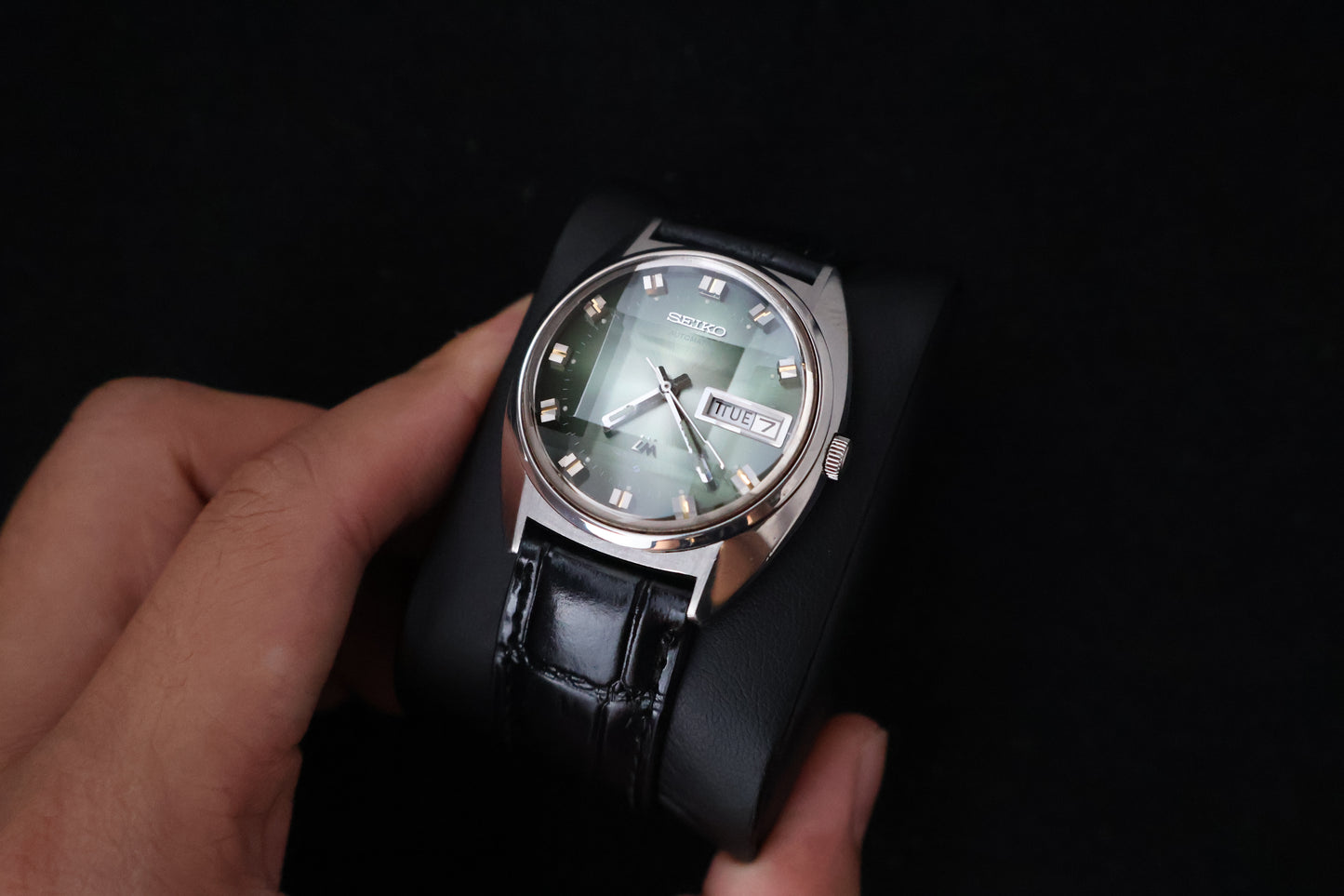 (SERVICED) Rare Vintage 1973 Seiko Lord Matic Emerald Green Faceted 23 Jewels 5606-7230