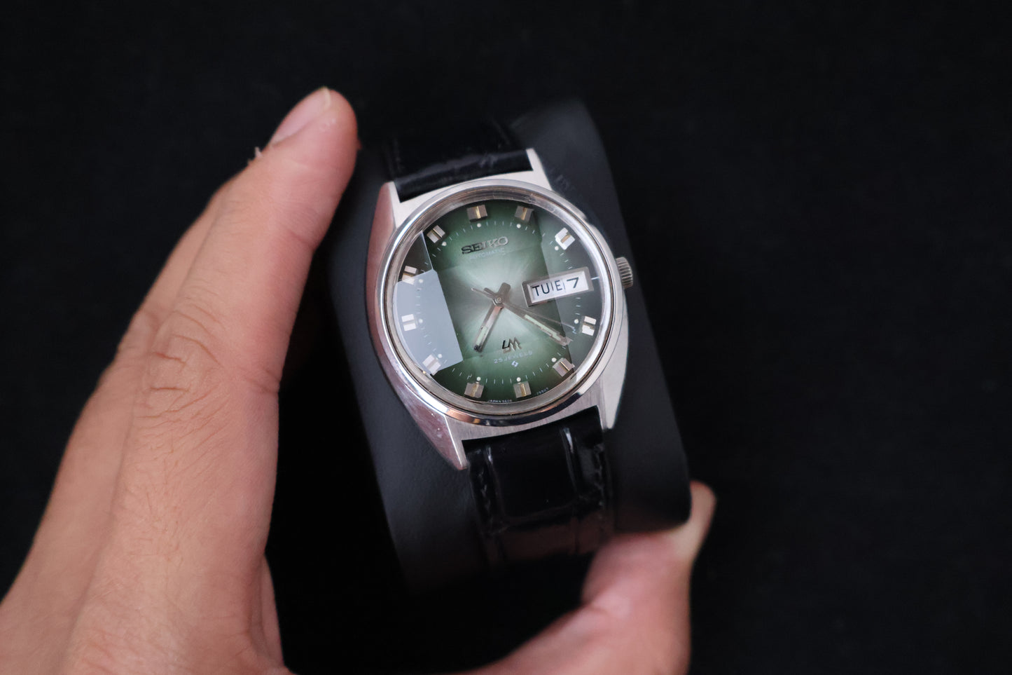 (SERVICED) Rare Vintage 1973 Seiko Lord Matic Emerald Green Faceted 23 Jewels 5606-7230