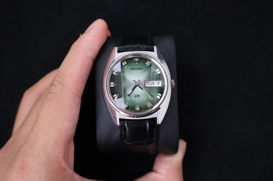 (SERVICED) Rare Vintage 1973 Seiko Lord Matic Emerald Green Faceted 23 Jewels 5606-7230