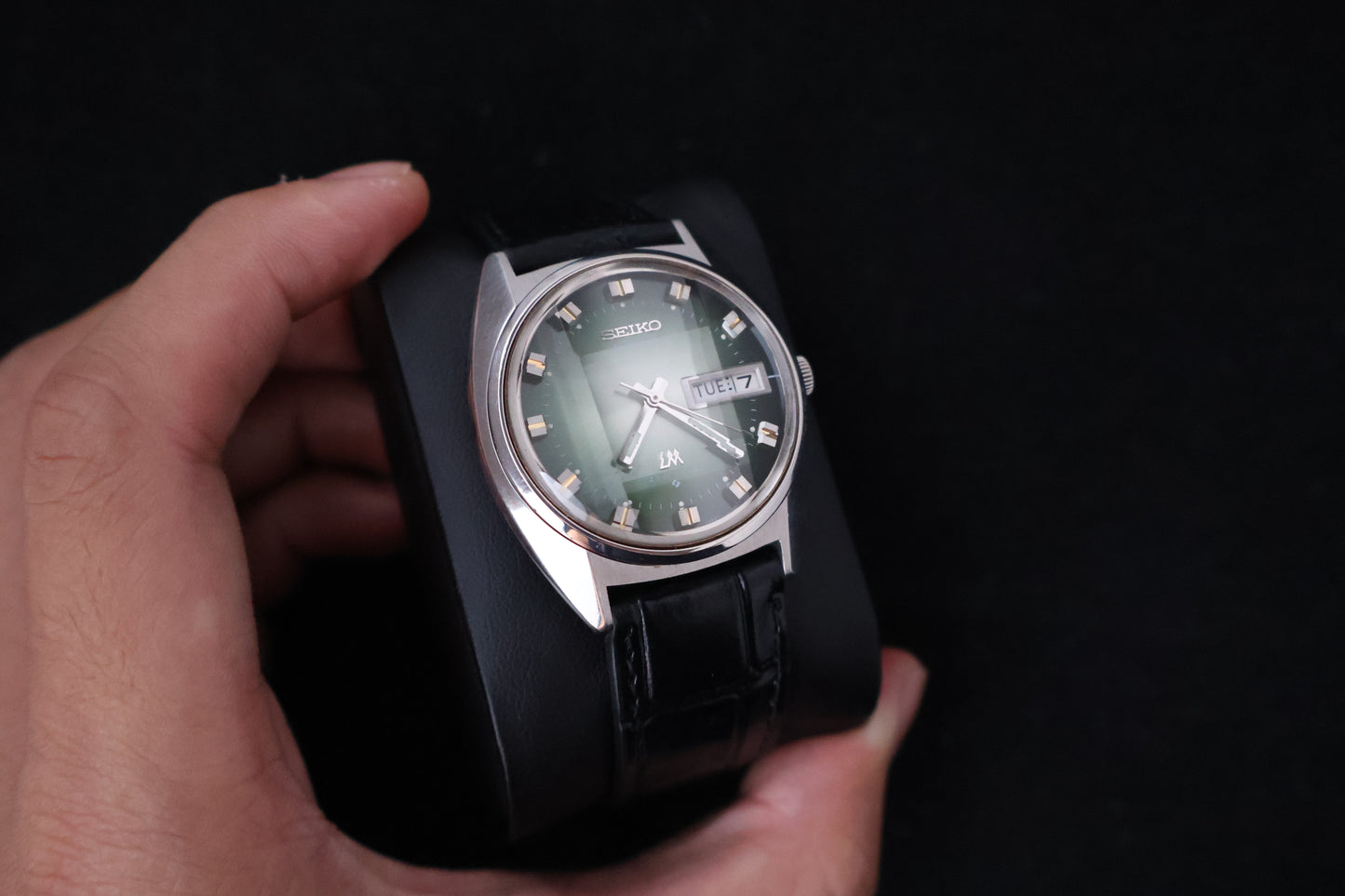 (SERVICED) Rare Vintage 1973 Seiko Lord Matic Emerald Green Faceted 23 Jewels 5606-7230