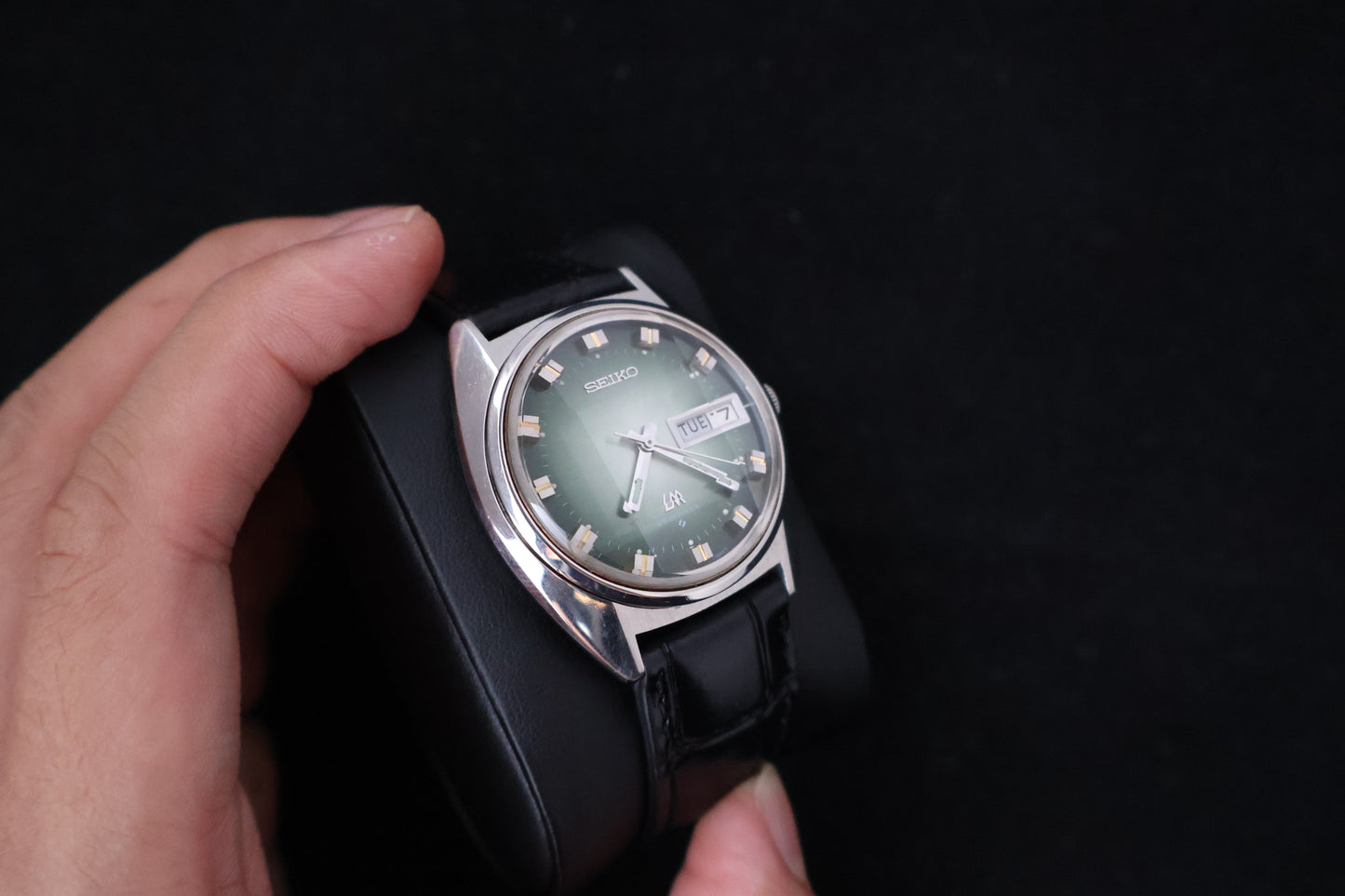 (SERVICED) Rare Vintage 1973 Seiko Lord Matic Emerald Green Faceted 23 Jewels 5606-7230