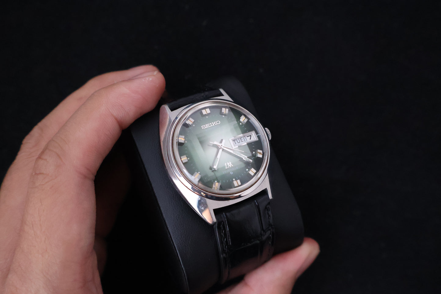 (SERVICED) Rare Vintage 1973 Seiko Lord Matic Emerald Green Faceted 23 Jewels 5606-7230