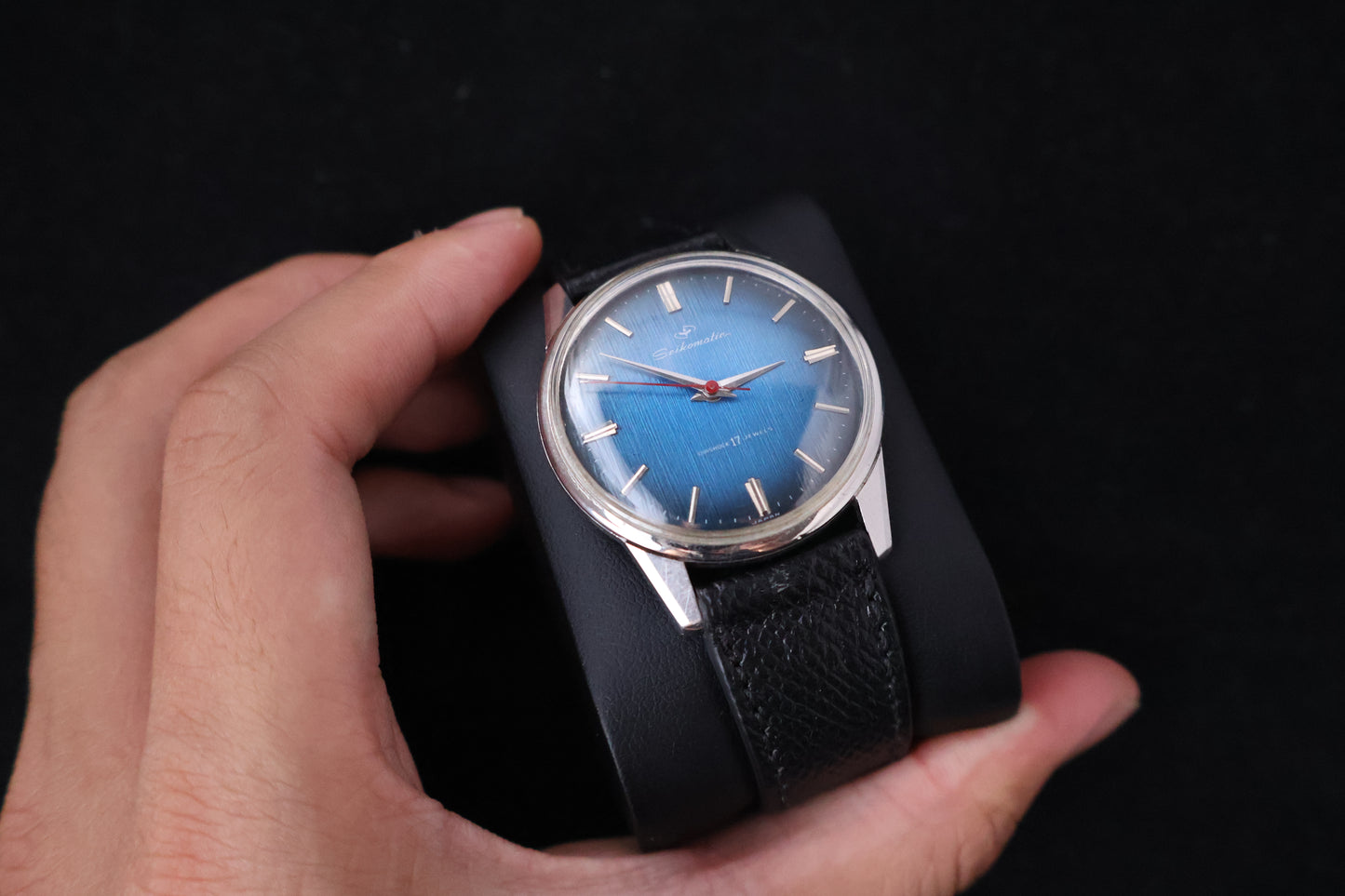 (SERVICED) Rare Vintage 1960s Seiko Seikomatic Blue Dial 17 Jewels
