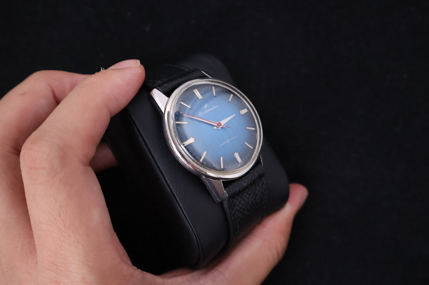 (SERVICED) Rare Vintage 1960s Seiko Seikomatic Blue Dial 17 Jewels