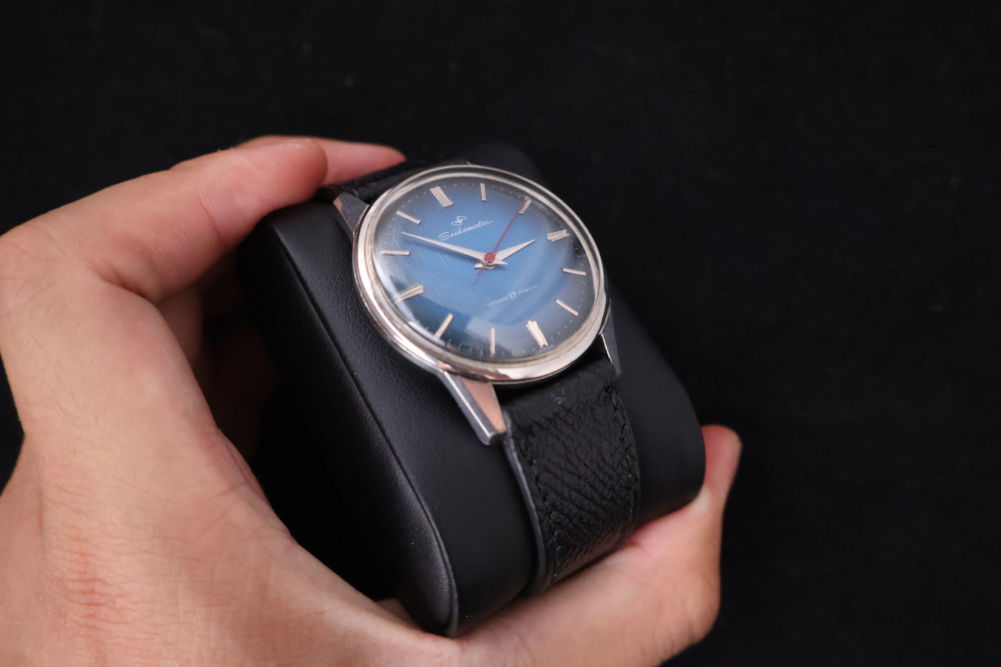 (SERVICED) Rare Vintage 1960s Seiko Seikomatic Blue Dial 17 Jewels
